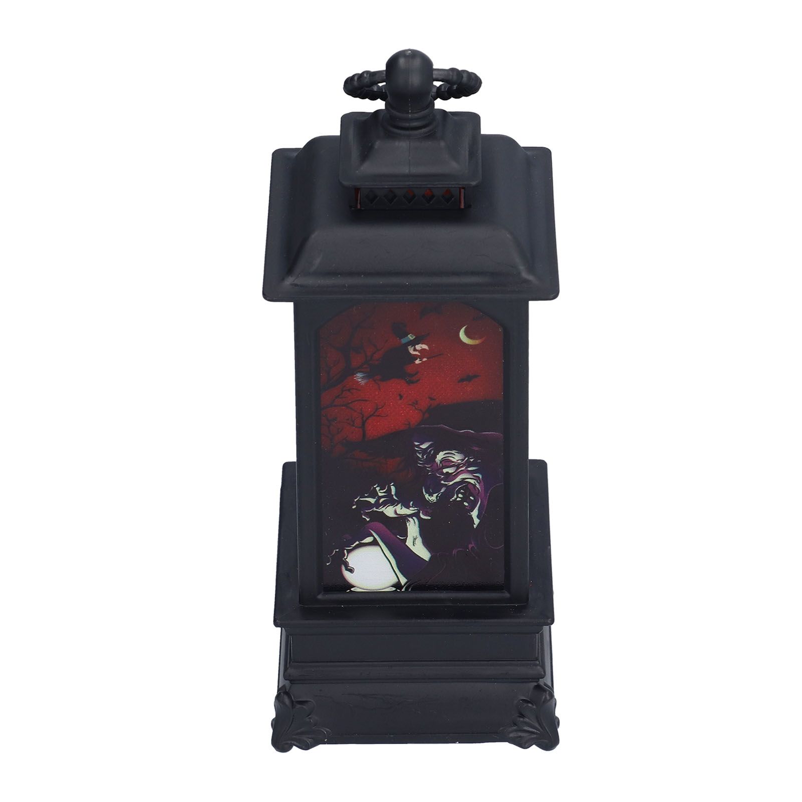 Vintage Style Halloween Lantern Handheld Simulated Candle Flicker Witch Pattern LED Lamp - Image 1