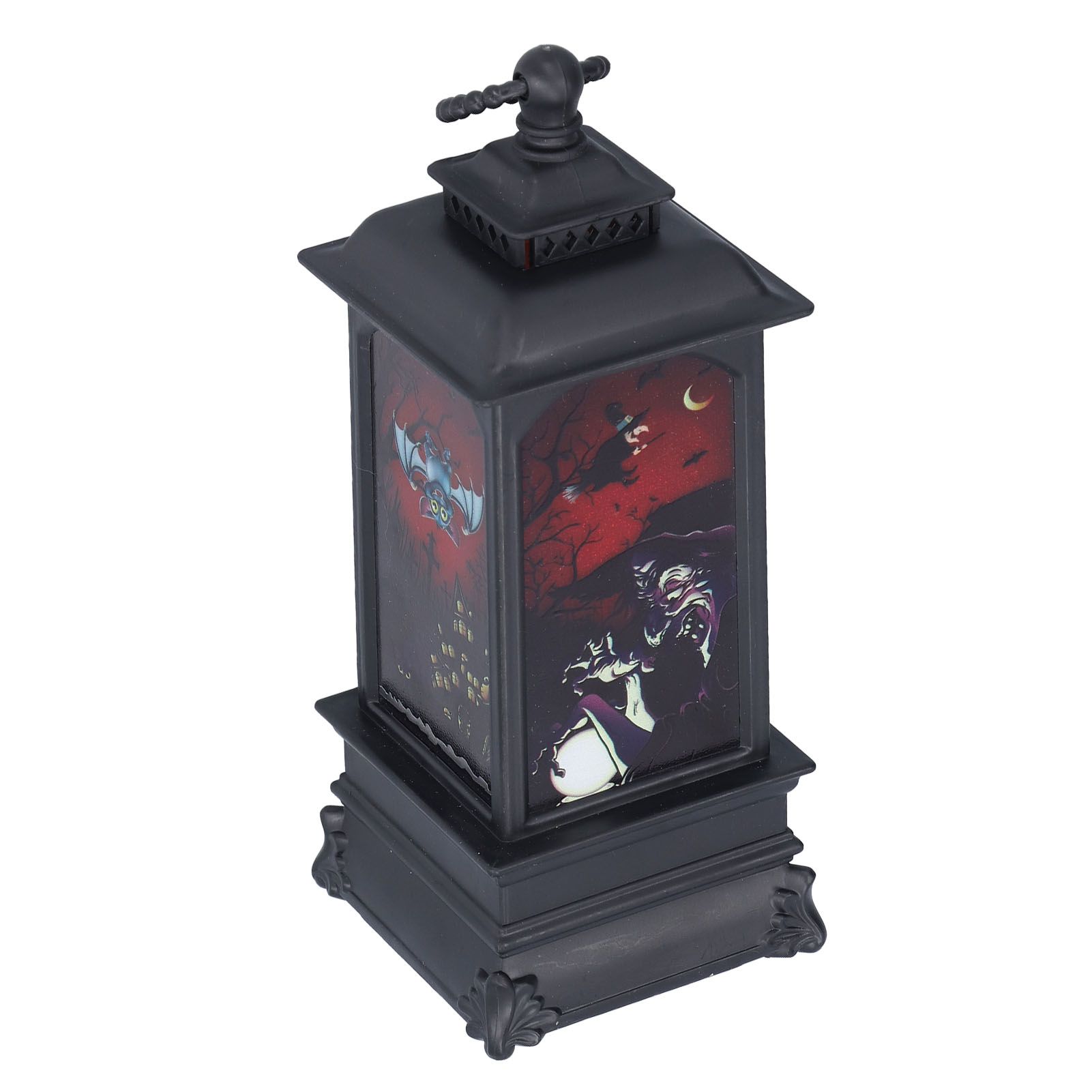 Vintage Style Halloween Lantern Handheld Simulated Candle Flicker Witch Pattern LED Lamp - Image 2