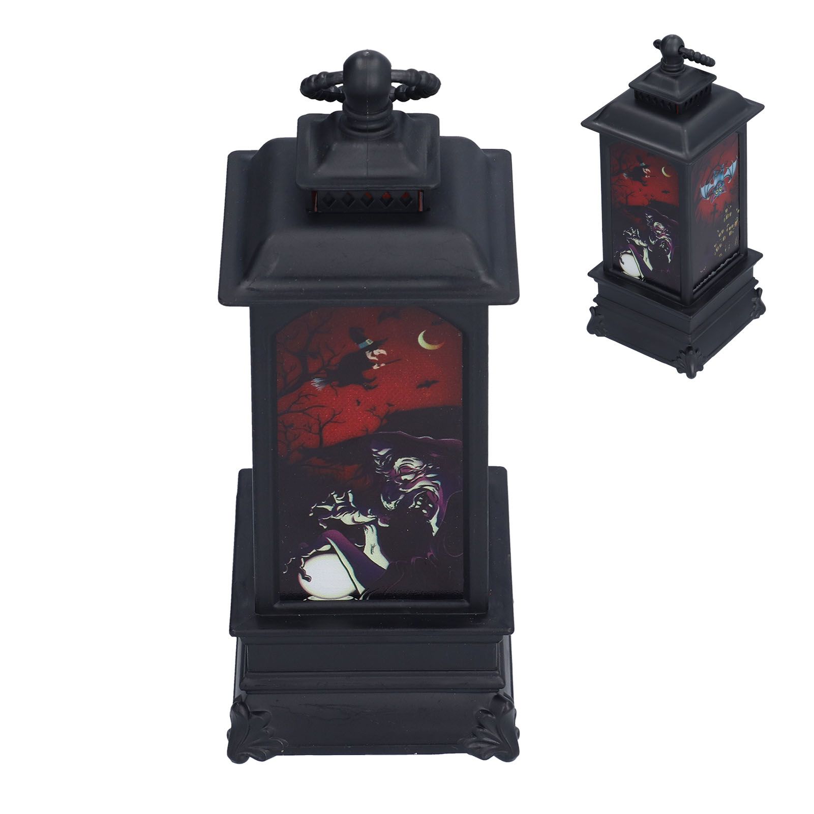 Vintage Style Halloween Lantern Handheld Simulated Candle Flicker Witch Pattern LED Lamp - Image 8