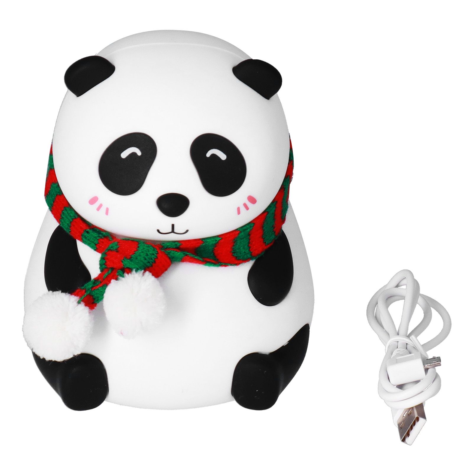 Panda Shape Tap Night Light with 7 Colors Changing USB Charging Silicone Lamp for Bedroom Children's RoomEyes Closed Pattern - Image 1