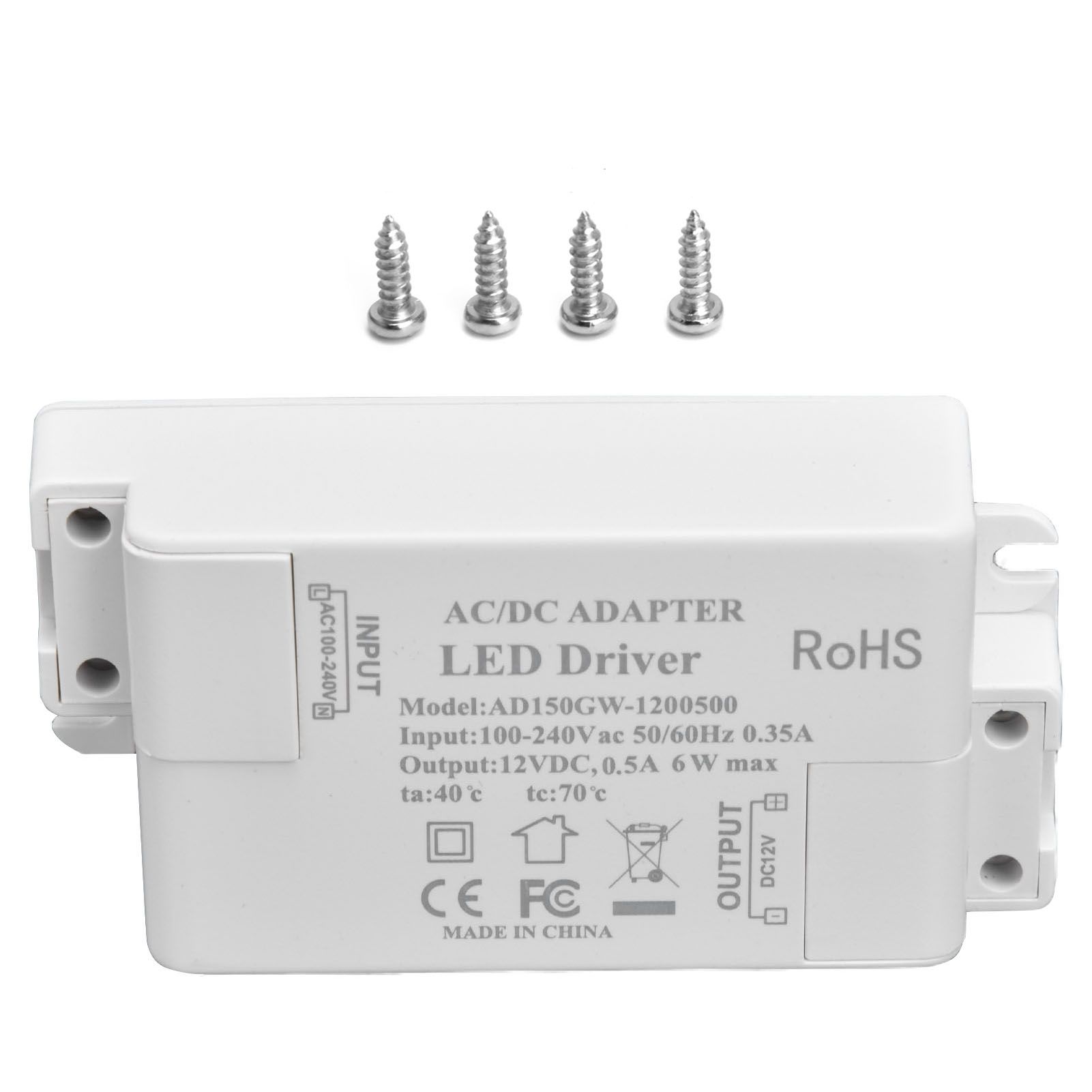 LED Driver Input AC100‑240V 0.35A Output DC12V 0.5A 6W LED Transformer for Bathroom - Image 1