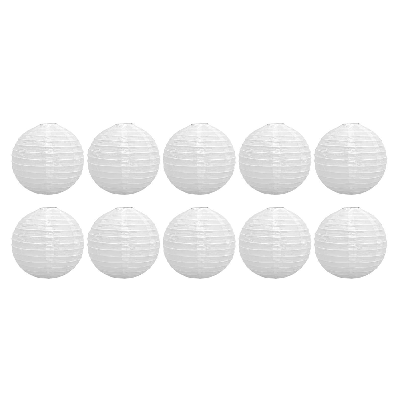10 Pcs Paper Lanterns 8 Inch Pure White Hand Painted Round Paper Lanterns Birthday Halloween Family Party Decoration - Image 1