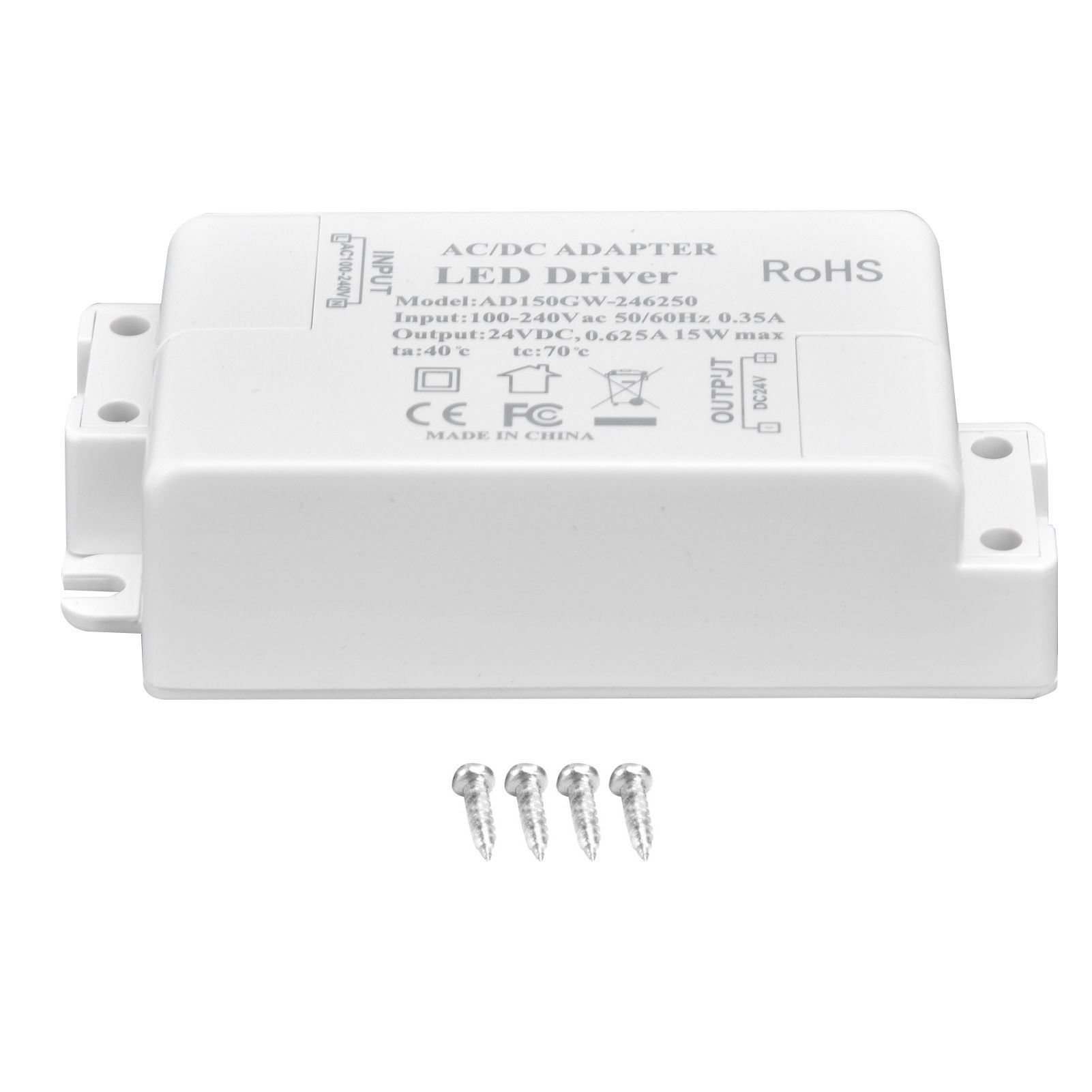 LED Driver DC24V 0.625A 15W DIY Lamp Low Voltage LED Driver Transformer AC 100‑240V - Image 1