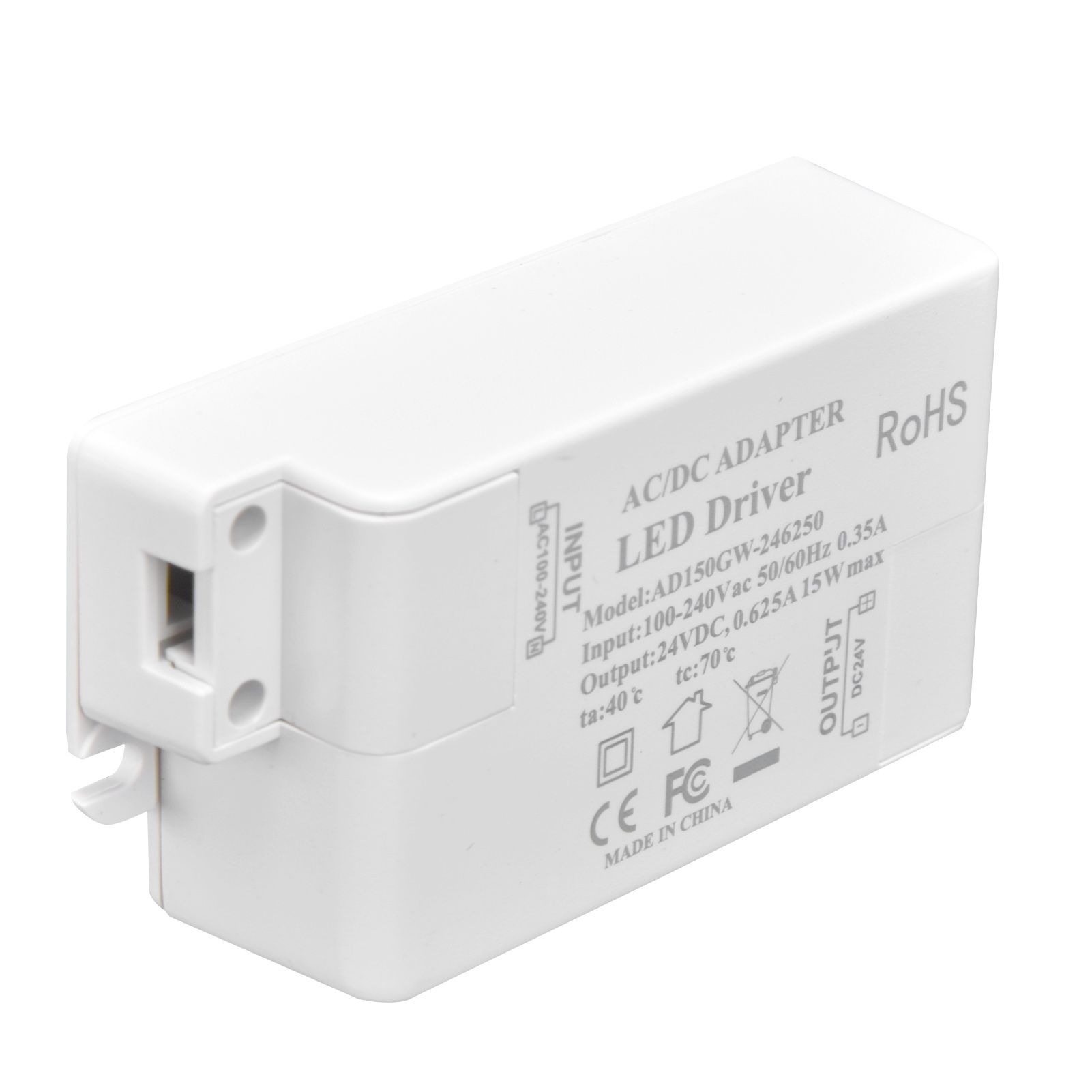 LED Driver DC24V 0.625A 15W DIY Lamp Low Voltage LED Driver Transformer AC 100‑240V - Image 2