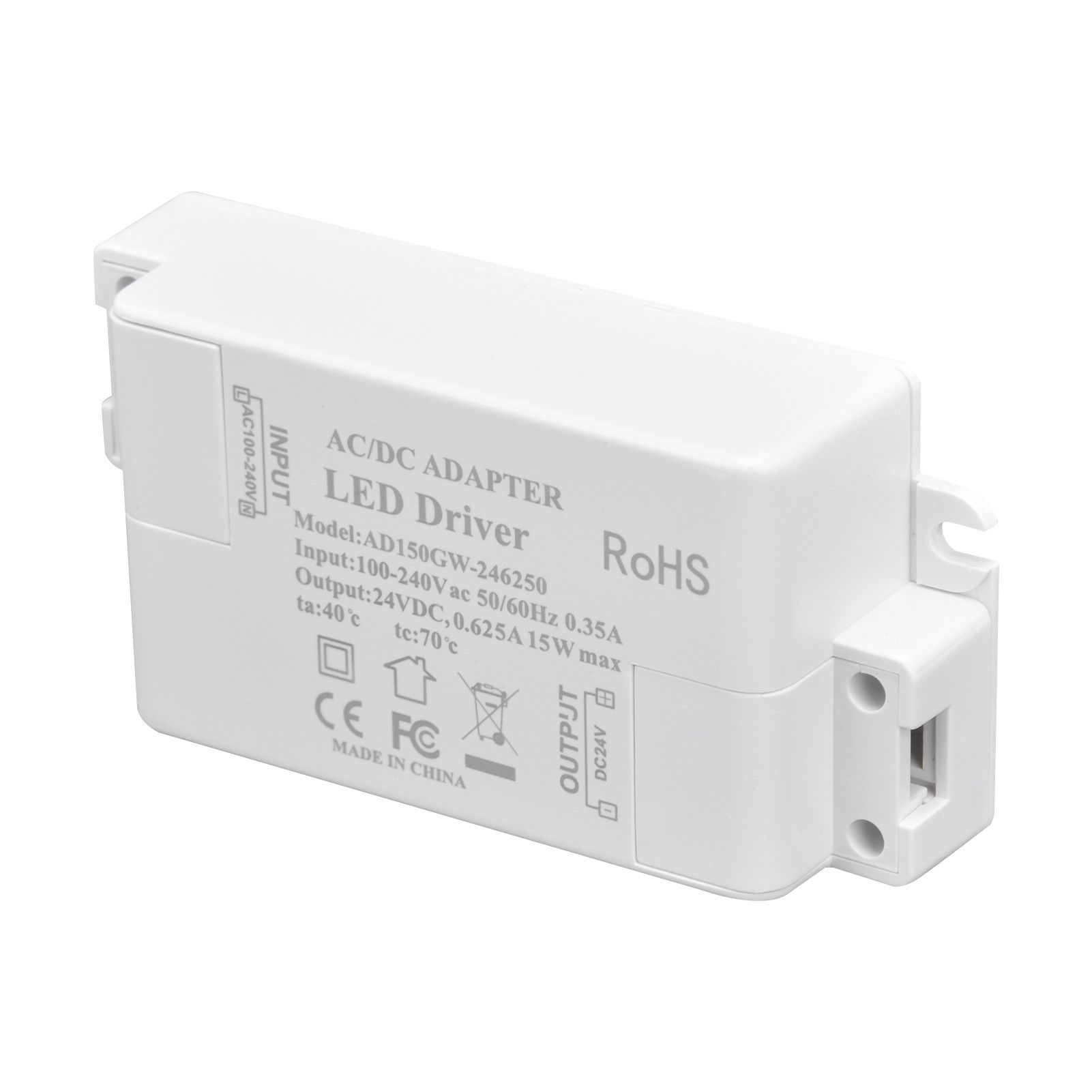 LED Driver DC24V 0.625A 15W DIY Lamp Low Voltage LED Driver Transformer AC 100‑240V - Image 3