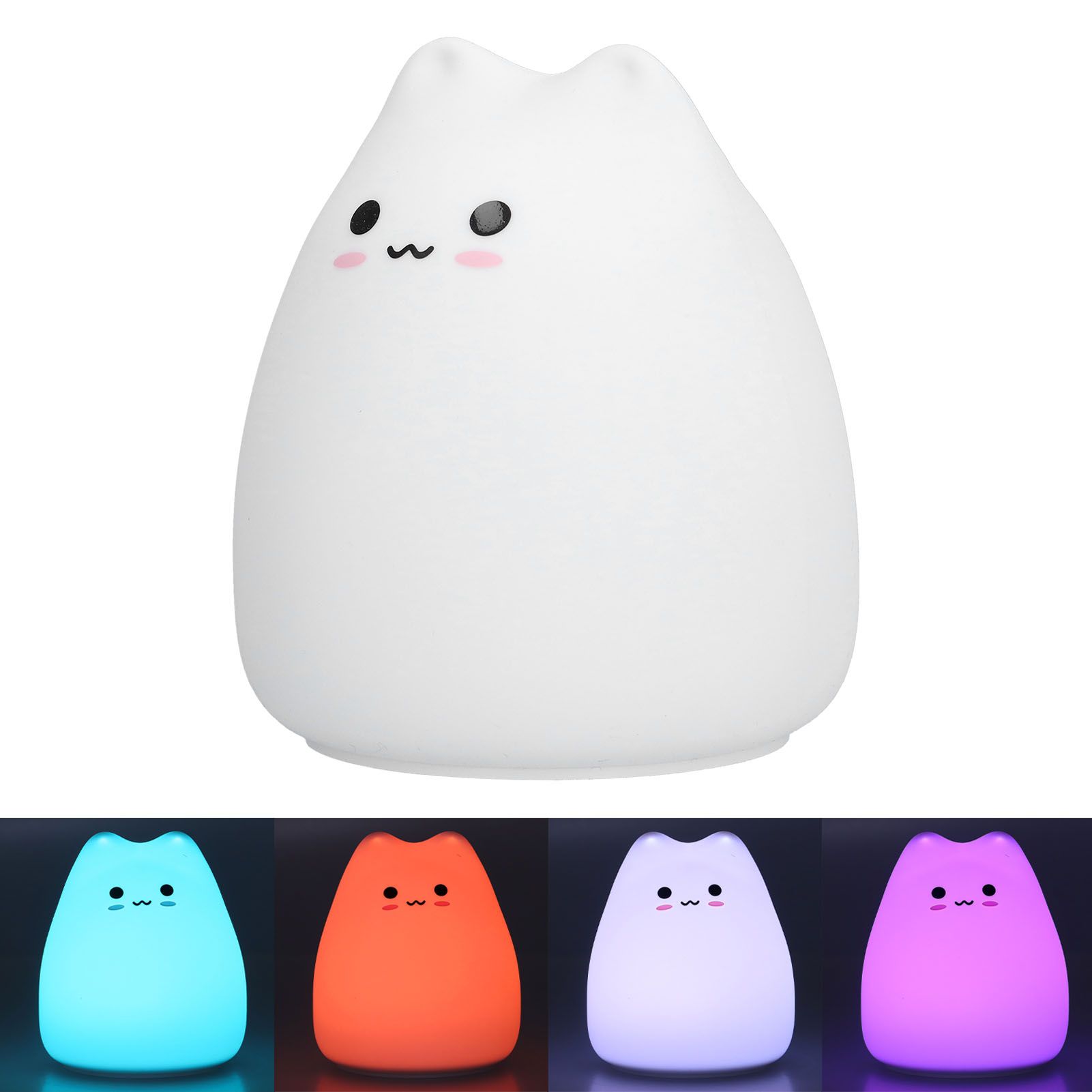 LED Tap Lamp Cat Shaped 7 Colors Changing Silicone Night Light for Home Bedroom Children's Room - Image 7