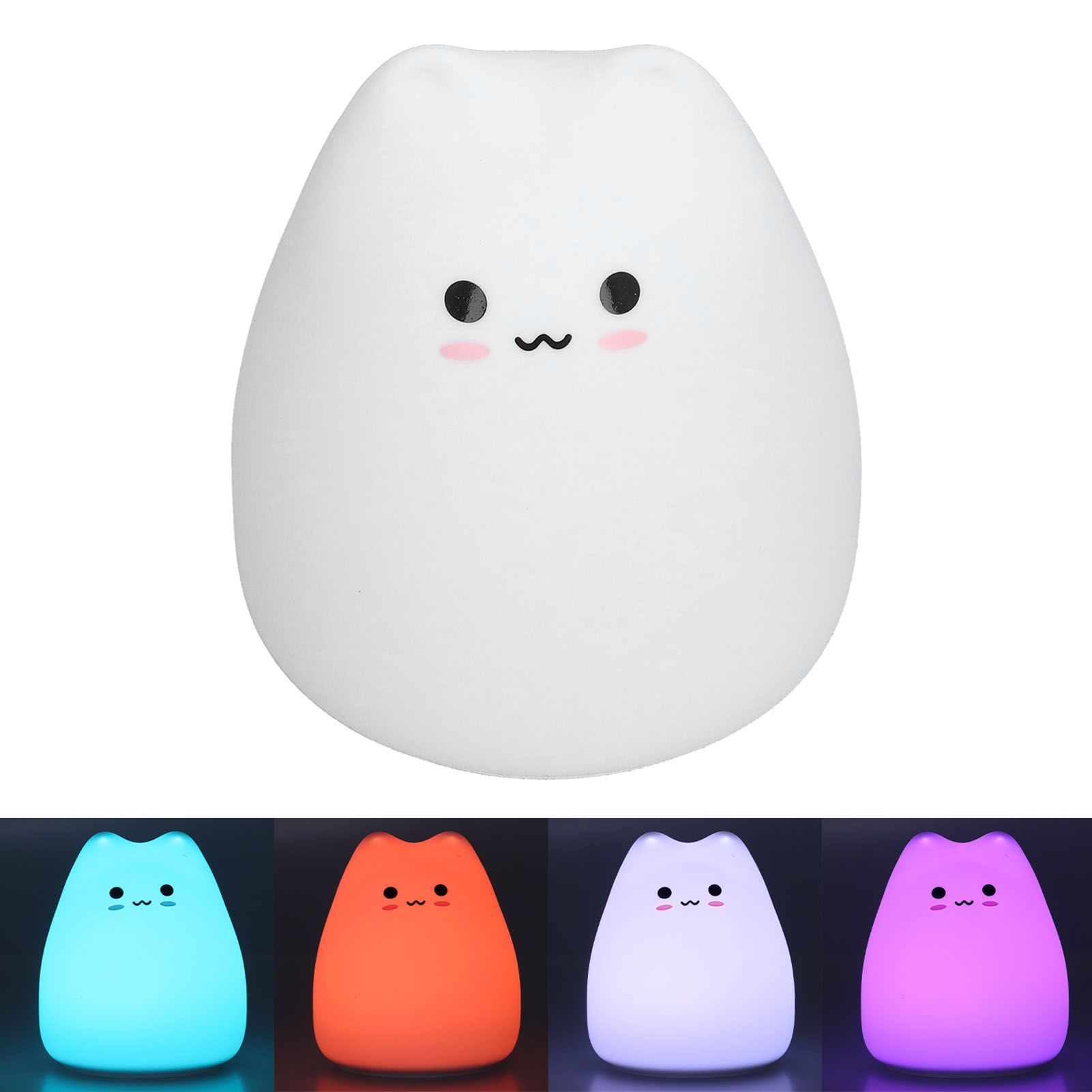 LED Tap Lamp Cat Shaped 7 Colors Changing Silicone Night Light for Home Bedroom Children's Room - Image 8