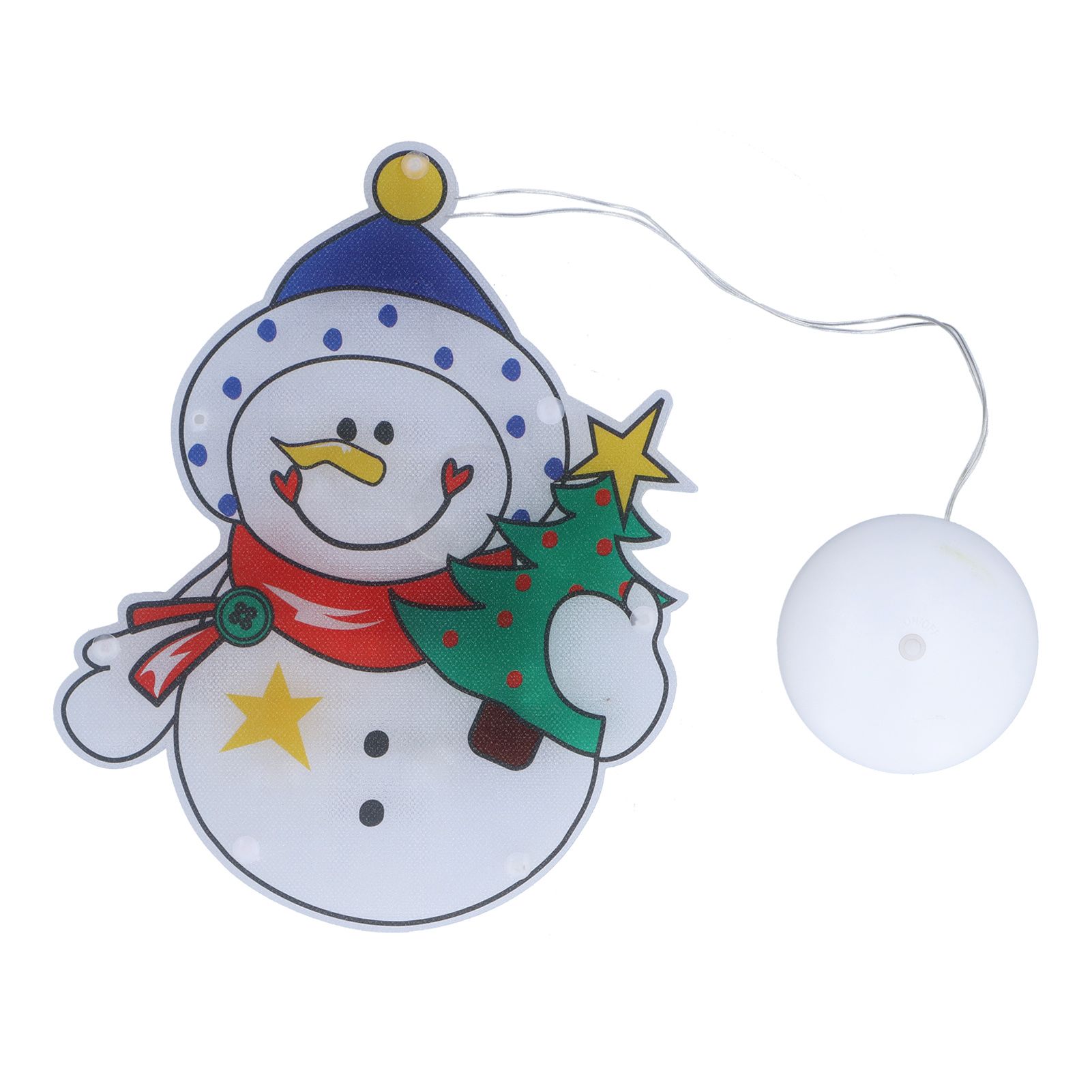 Christmas Snowman LED Window Light Battery Powered Hanging Light with Suction Cup for Christmas Tree Party Room - Image 1