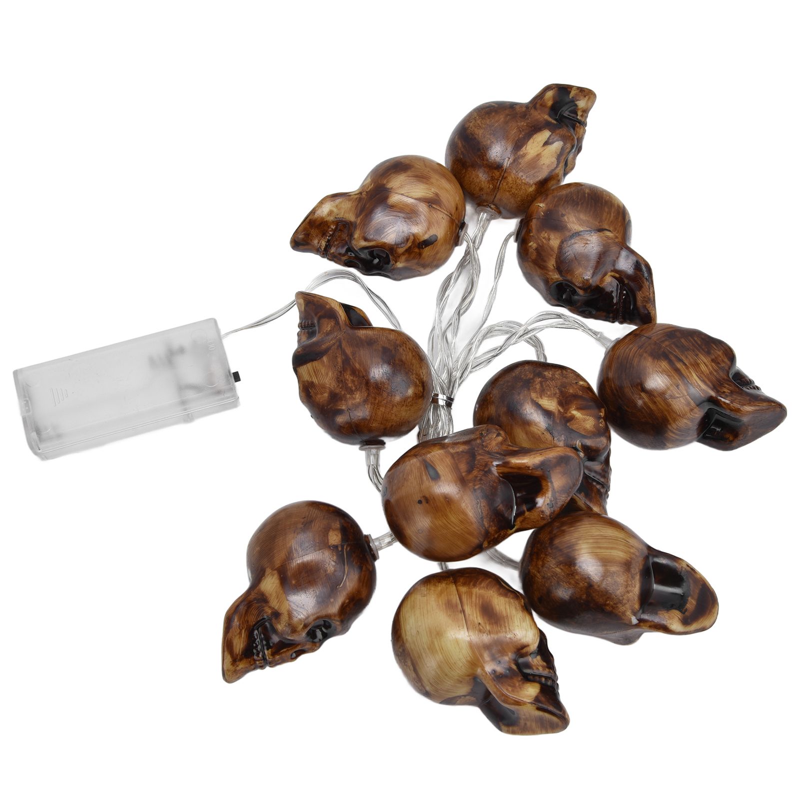 LED Skull String Light 10LEDs Horrible Lifelike Battery Powered Halloween Light for Outdoor Party Yard - Image 1