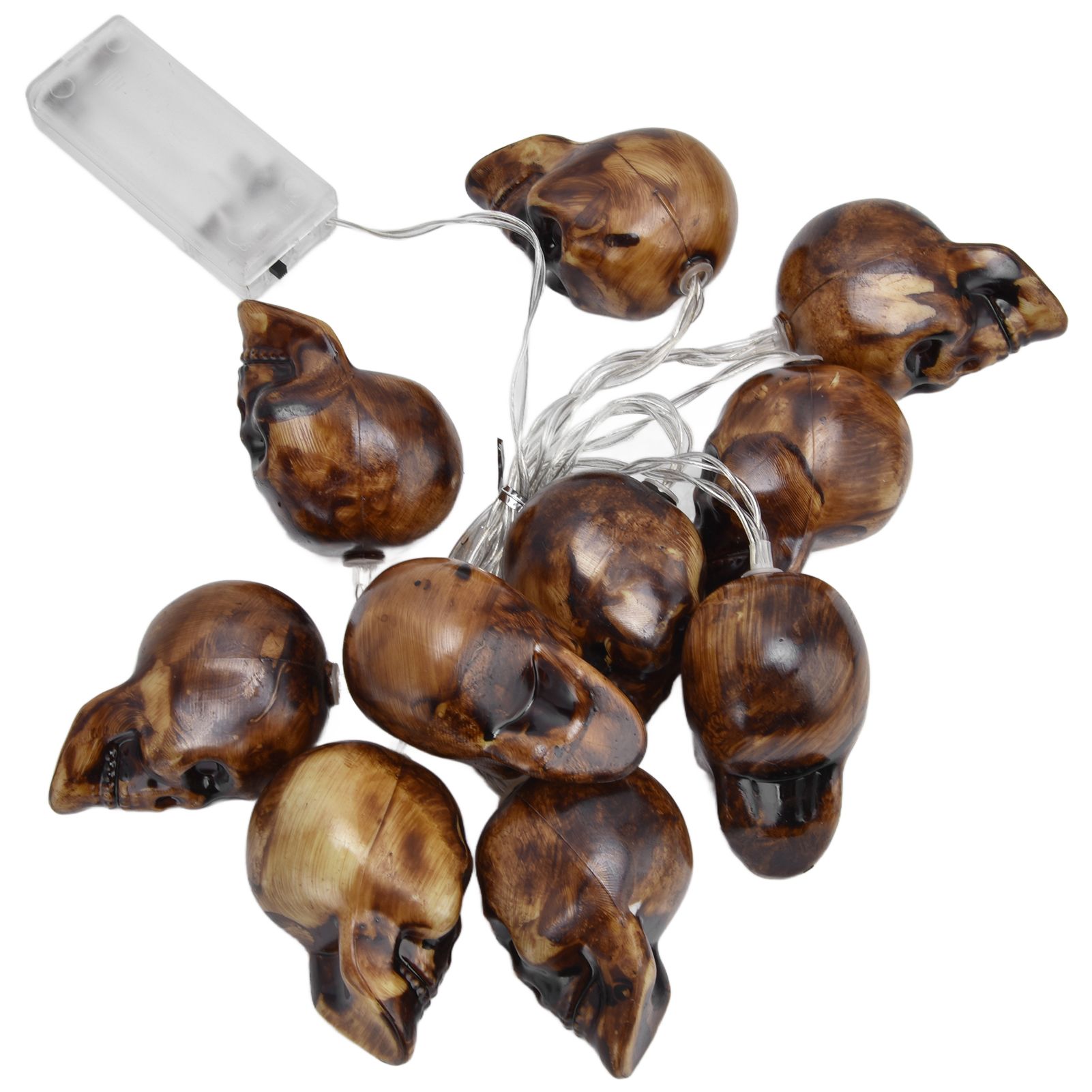 LED Skull String Light 10LEDs Horrible Lifelike Battery Powered Halloween Light for Outdoor Party Yard - Image 2