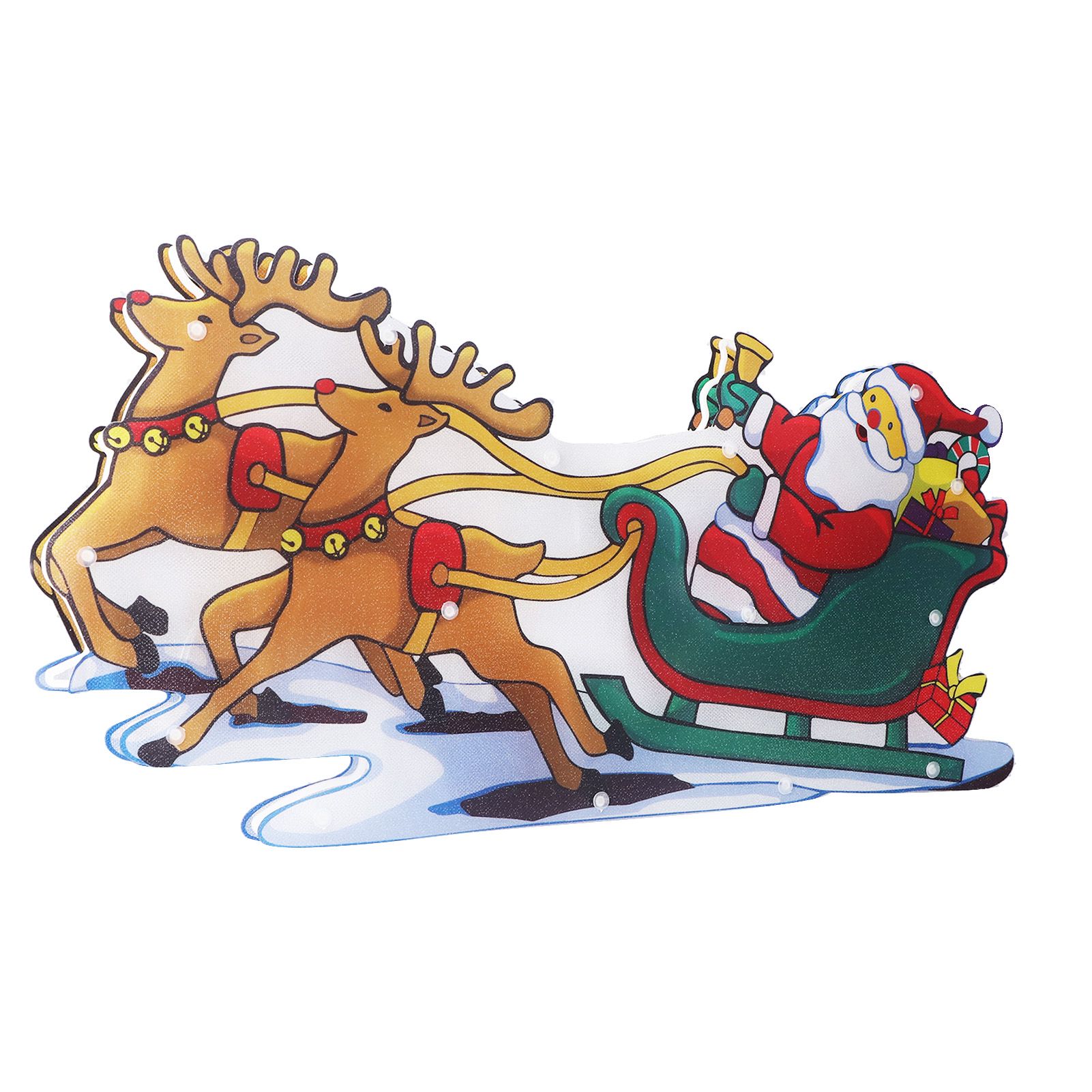 LED Christmas Light Sled Santa Claus Pattern Window Hanging Lamp Battery Powered with Suction Cup Festival Decoration - Image 2
