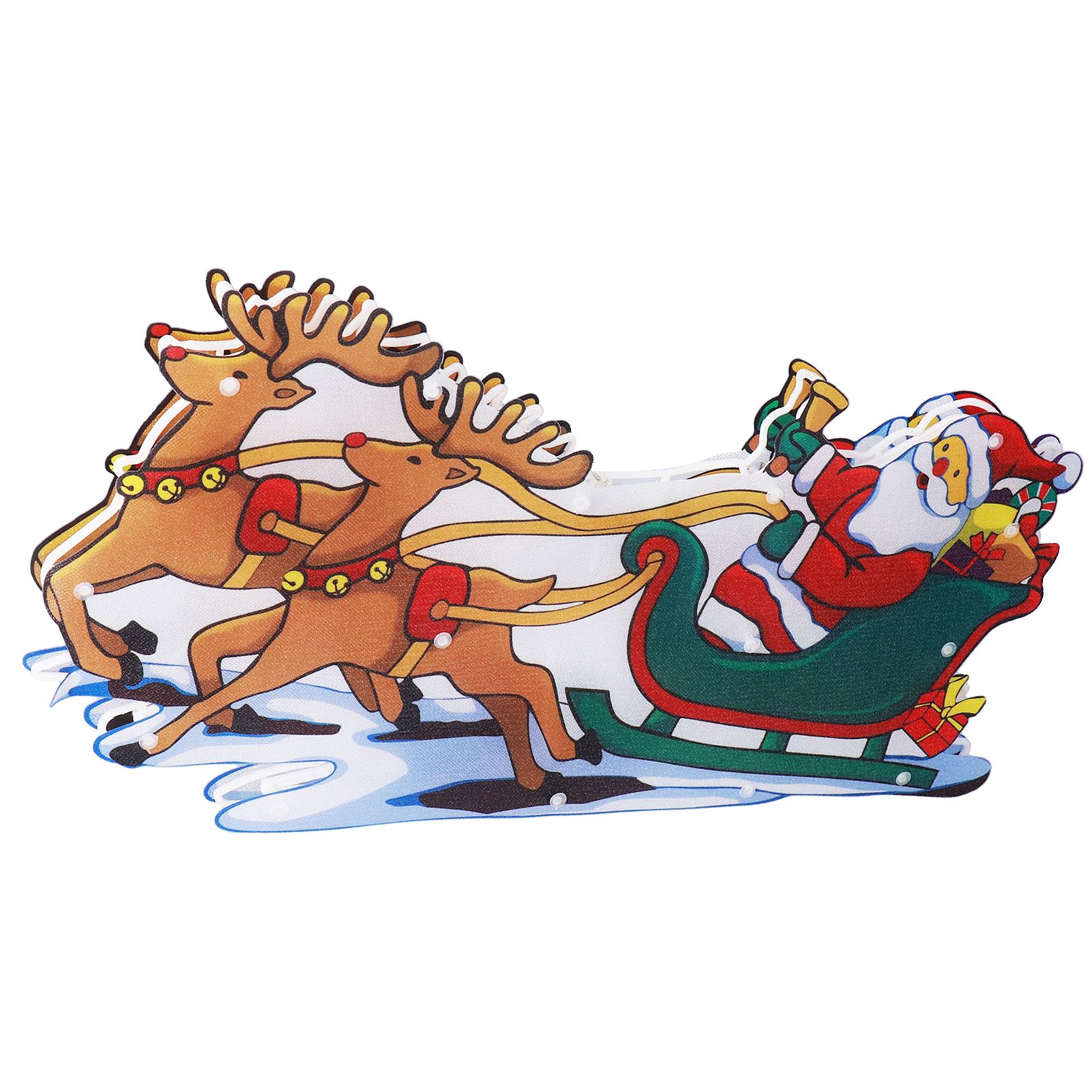 LED Christmas Light Sled Santa Claus Pattern Window Hanging Lamp Battery Powered with Suction Cup Festival Decoration - Image 3