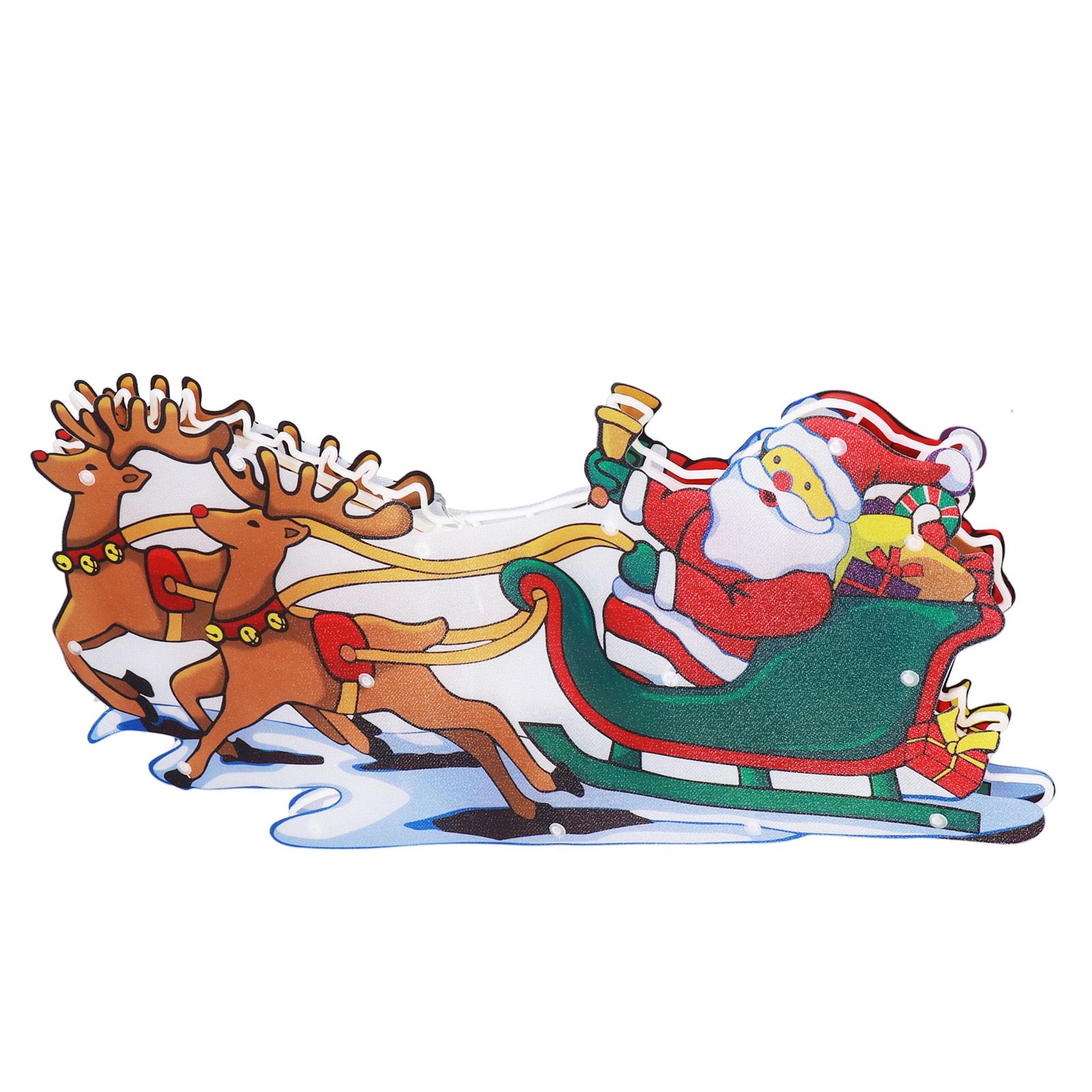 LED Christmas Light Sled Santa Claus Pattern Window Hanging Lamp Battery Powered with Suction Cup Festival Decoration - Image 4