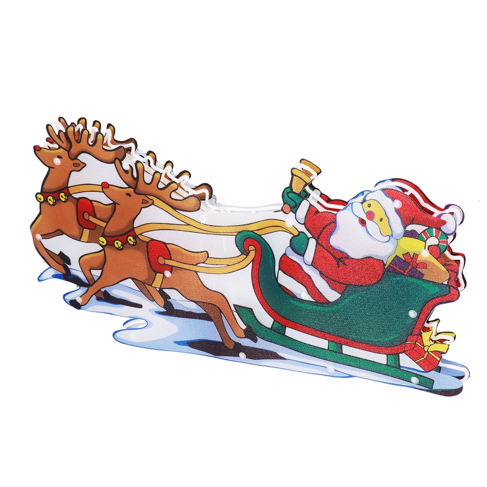 LED Christmas Light Sled Santa Claus Pattern Window Hanging Lamp Battery Powered with Suction Cup Festival Decoration - Image 5