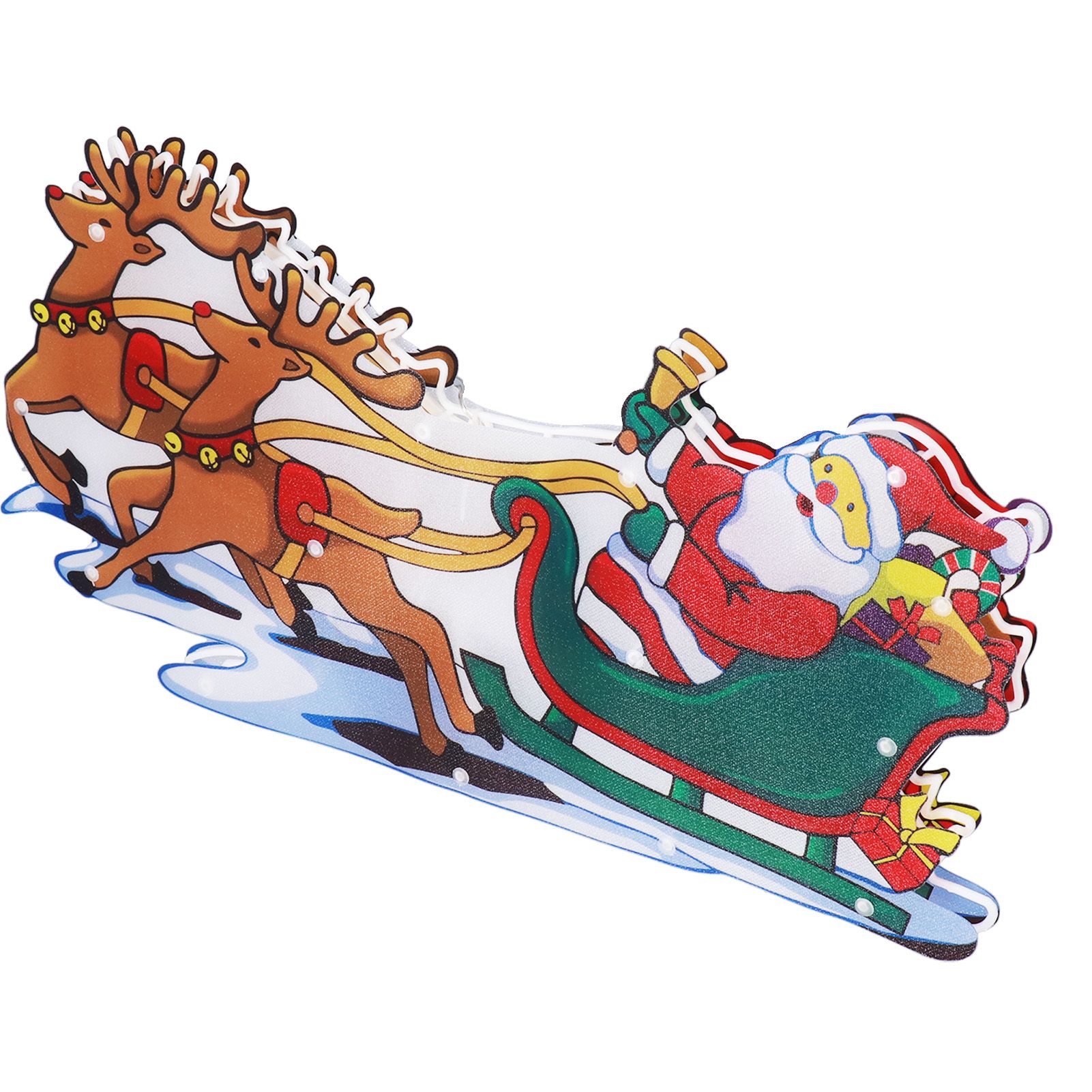 LED Christmas Light Sled Santa Claus Pattern Window Hanging Lamp Battery Powered with Suction Cup Festival Decoration - Image 6