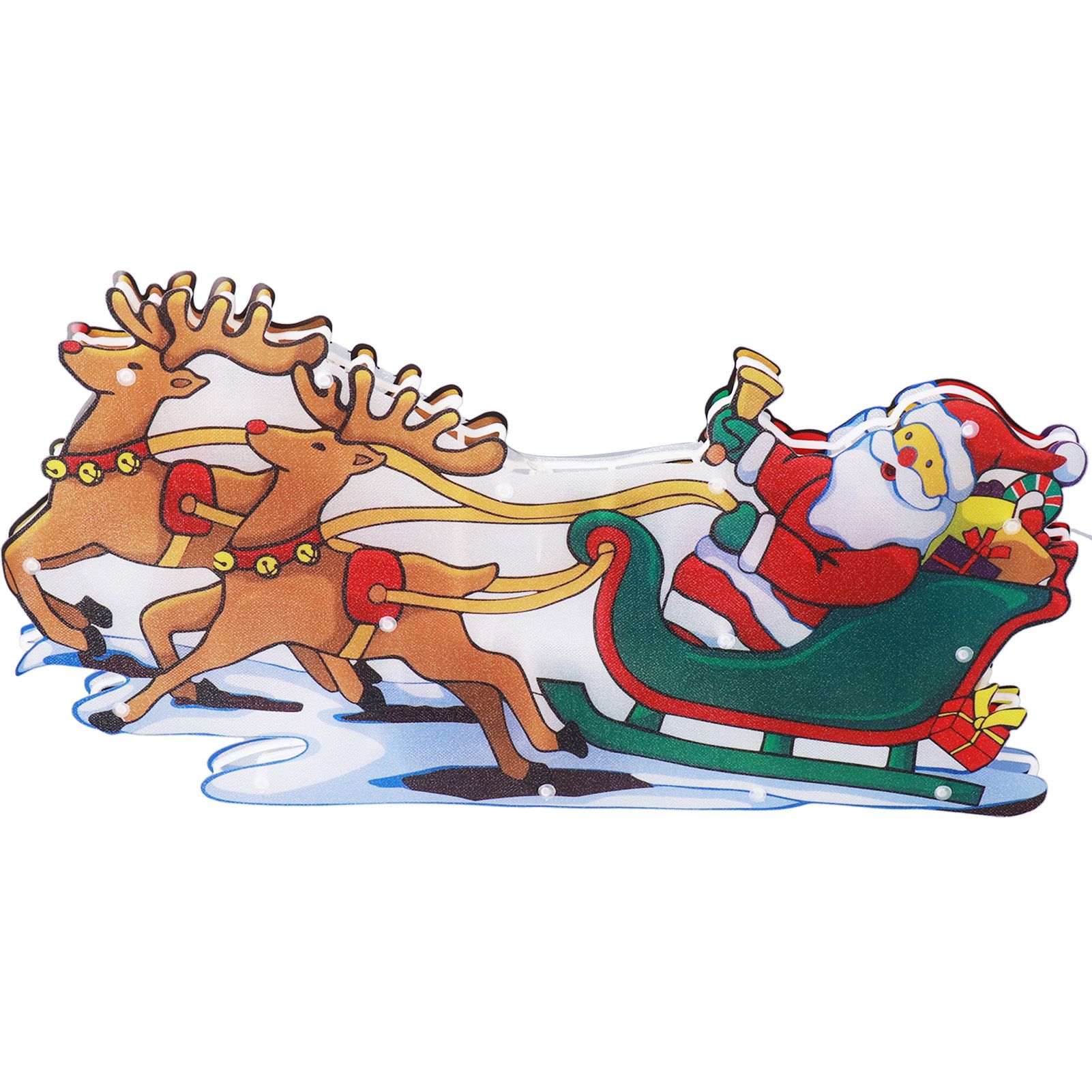 LED Christmas Light Sled Santa Claus Pattern Window Hanging Lamp Battery Powered with Suction Cup Festival Decoration - Image 7
