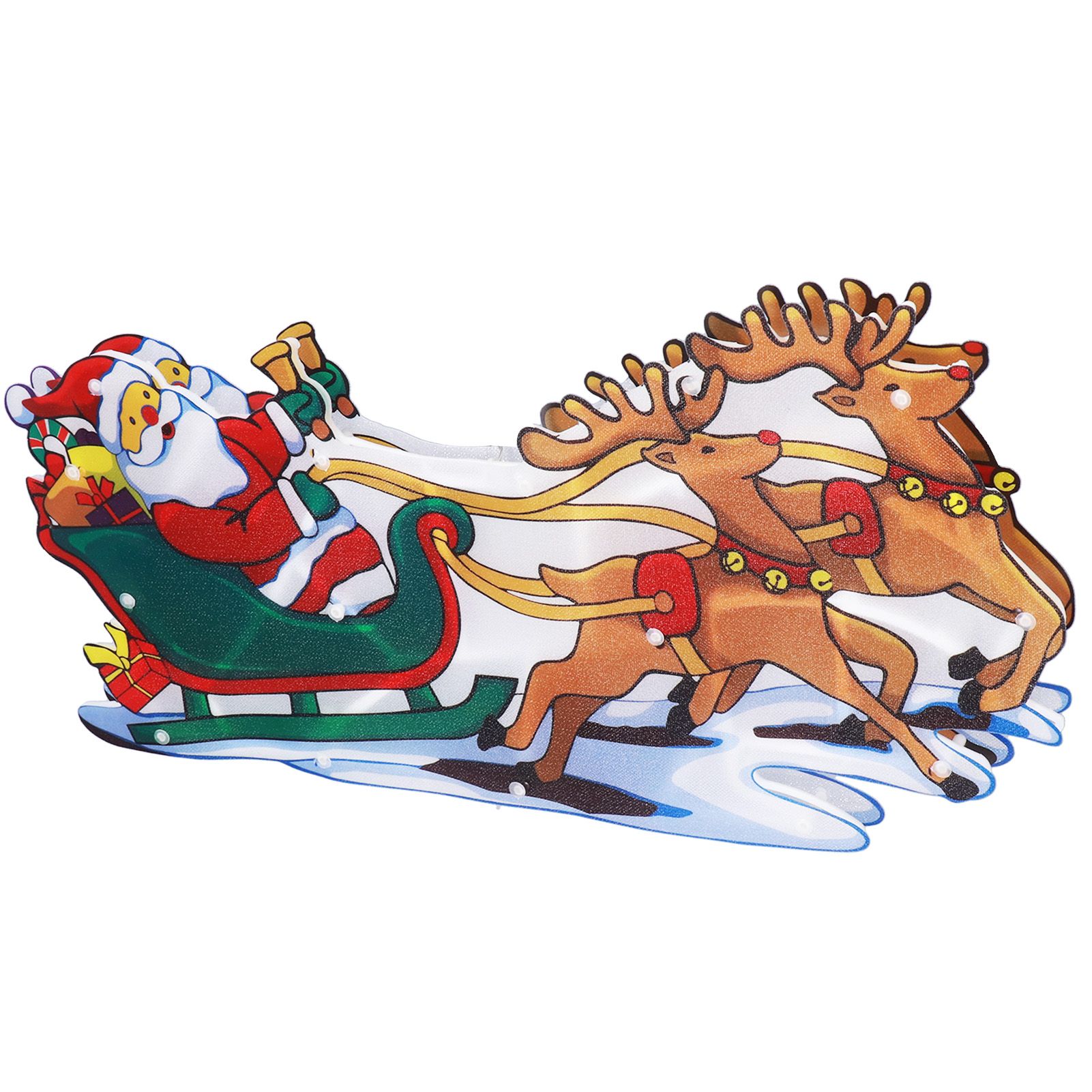 LED Christmas Light Sled Santa Claus Pattern Window Hanging Lamp Battery Powered with Suction Cup Festival Decoration - Image 8