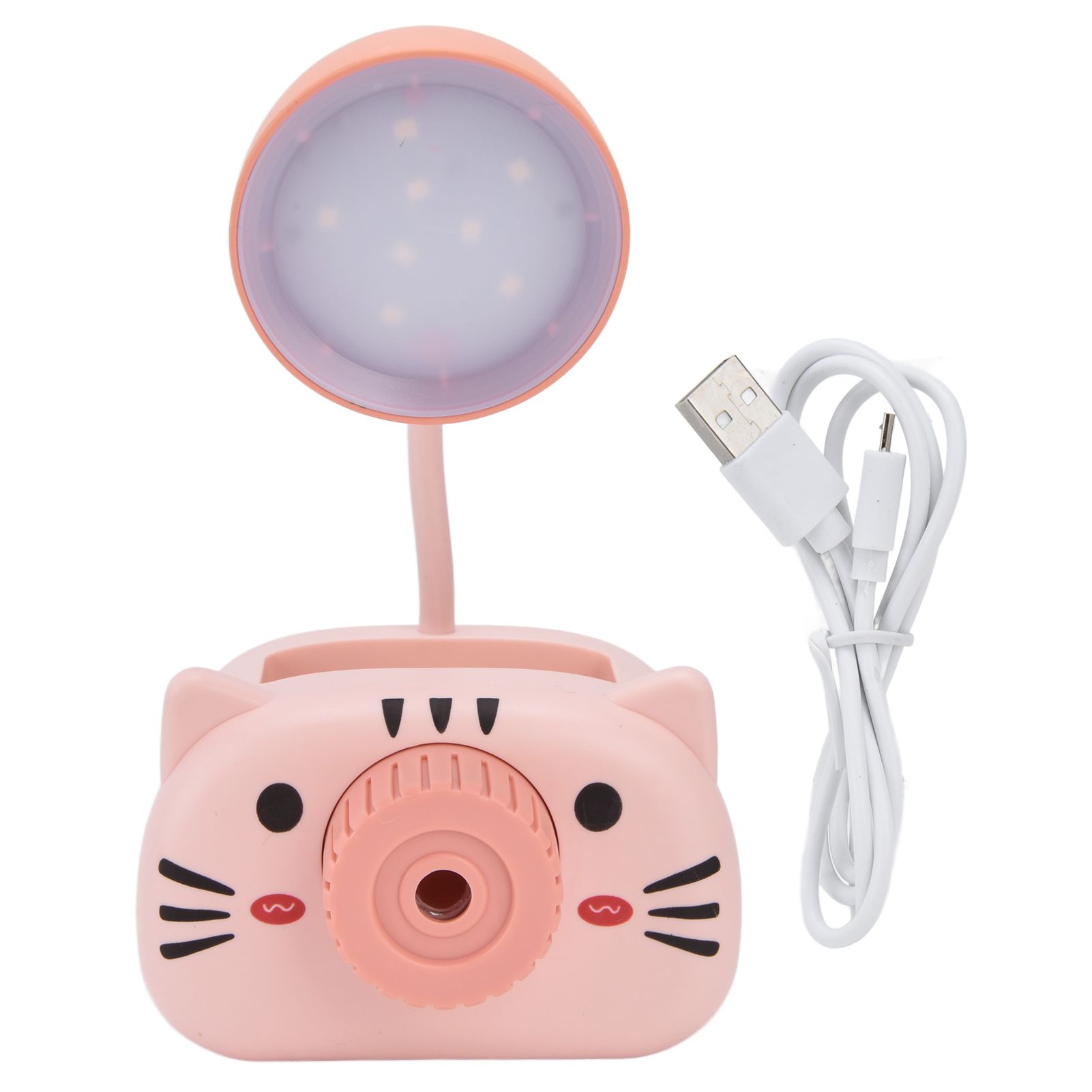 LED Table Lamp Folding Eye Protection Reading Light with Pen Holder Pencil Sharpener USB ChargingPink - Image 1