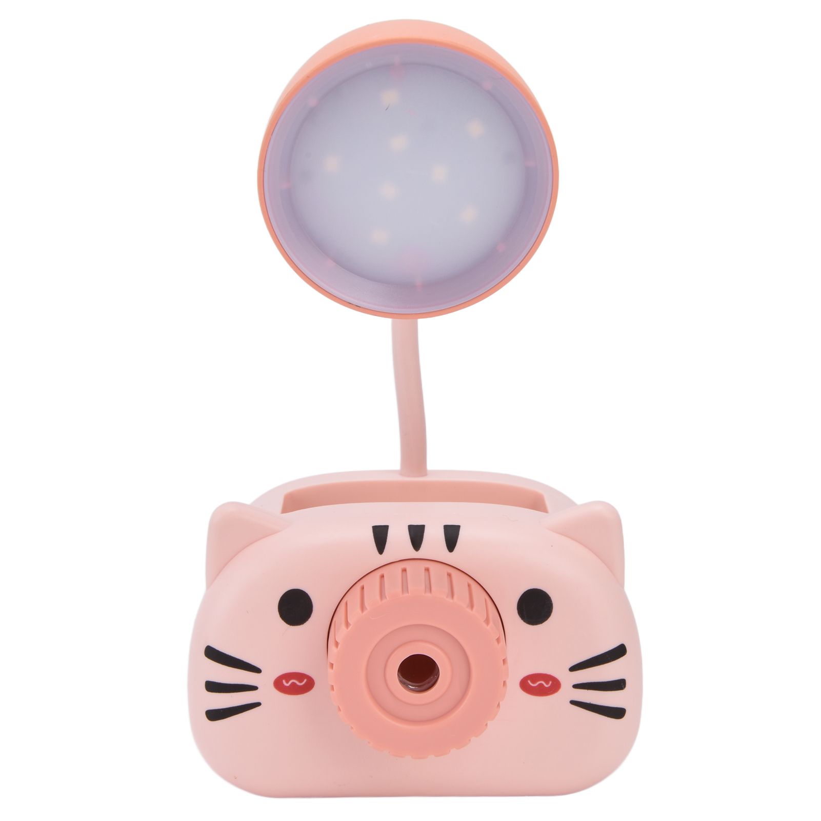 LED Table Lamp Folding Eye Protection Reading Light with Pen Holder Pencil Sharpener USB ChargingPink - Image 3