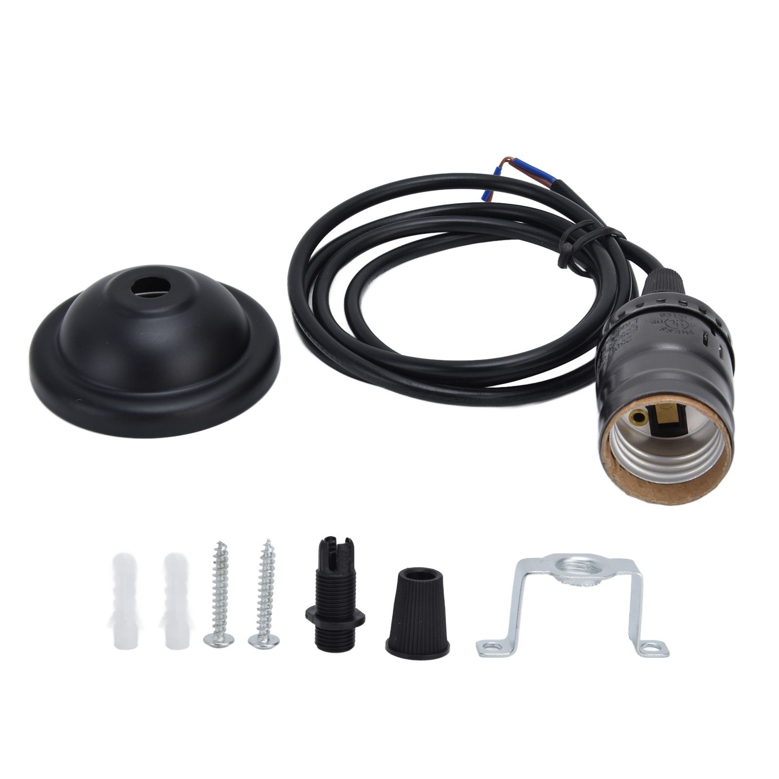 Chandelier Lamp Holder 110V to 240V Retro Ceiling Hanging Light Bulb Socket BasePearl Black - Image 1