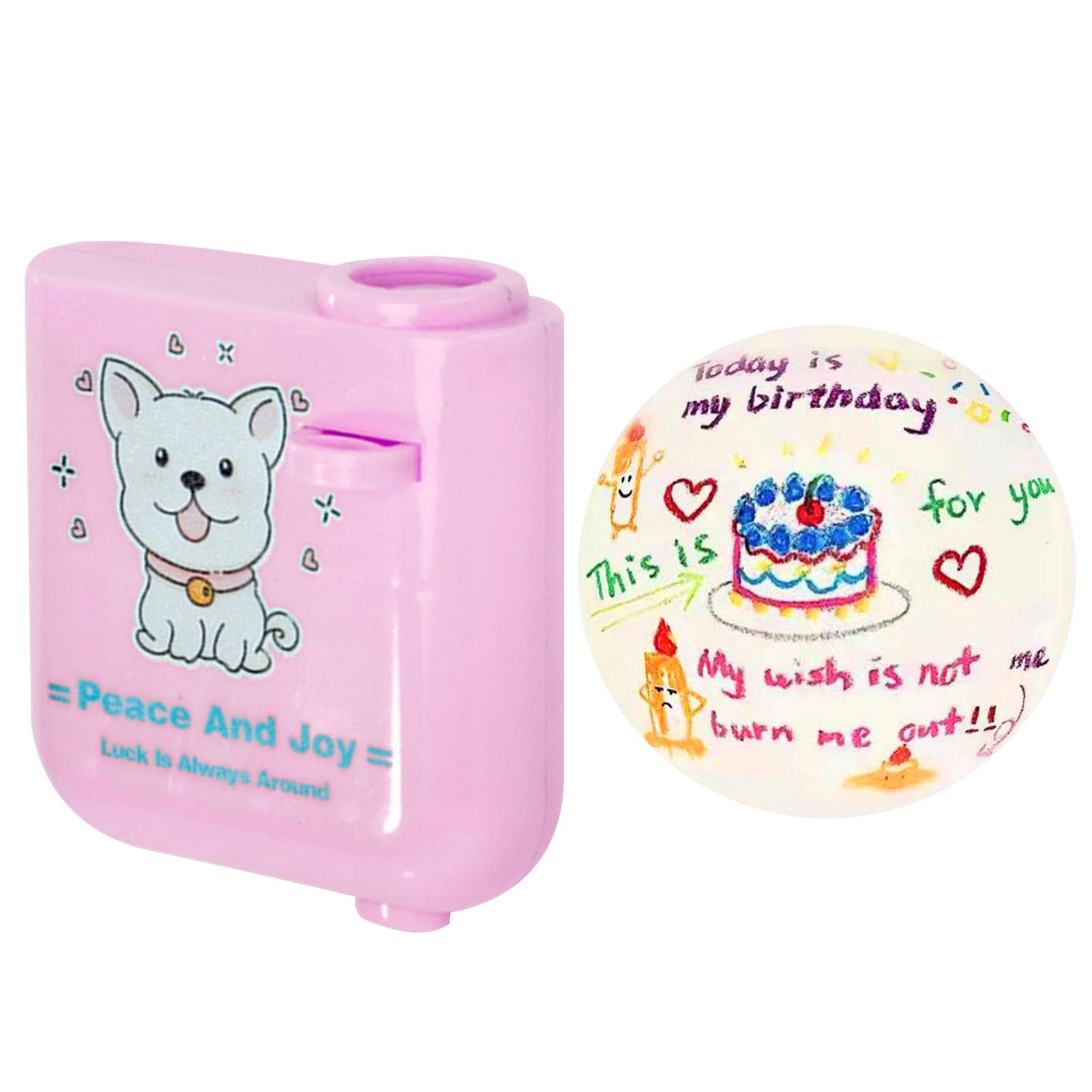 Happy Birthday Projector Mini Birthday Projection Lamp Portable Kids Projection Light for HouseholdRound 1 Pink - Image 1