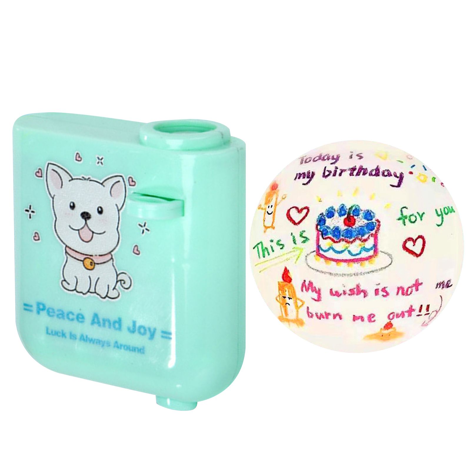 Happy Birthday Projector Mini Birthday Projection Lamp Portable Kids Projection Light for HouseholdRound 1 Green - Image 1
