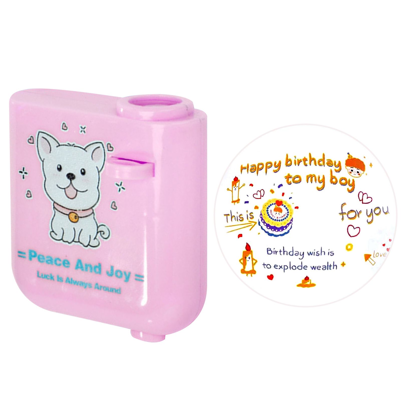 Happy Birthday Projector Mini Birthday Projection Lamp Portable Kids Projection Light for HouseholdRound 2 Pink - Image 1