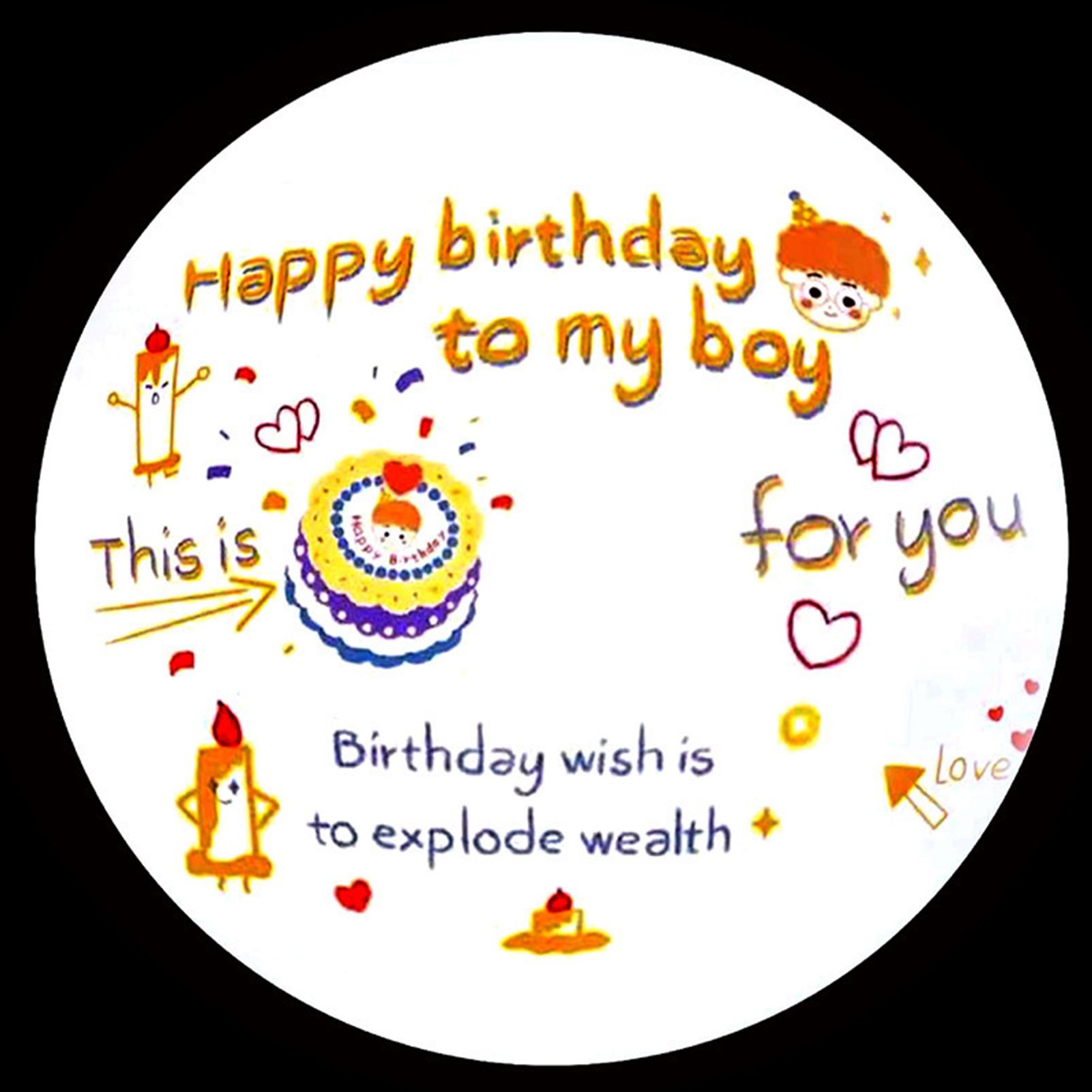 Happy Birthday Projector Mini Birthday Projection Lamp Portable Kids Projection Light for HouseholdRound 2 Pink - Image 2