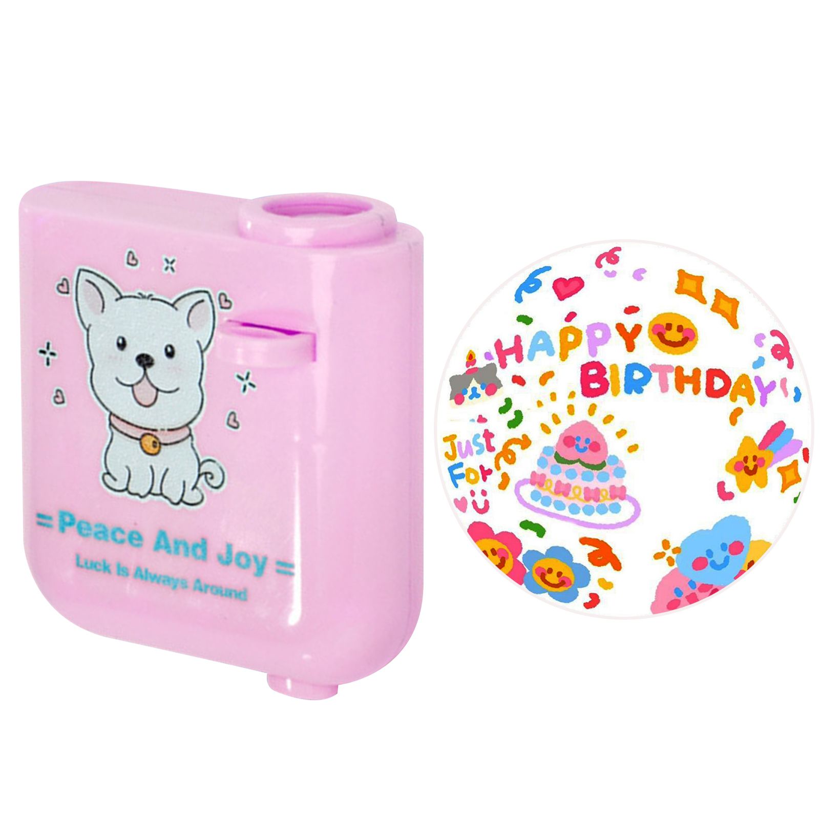 Happy Birthday Projector Mini Birthday Projection Lamp Portable Kids Projection Light for HouseholdRound 3 Pink - Image 1