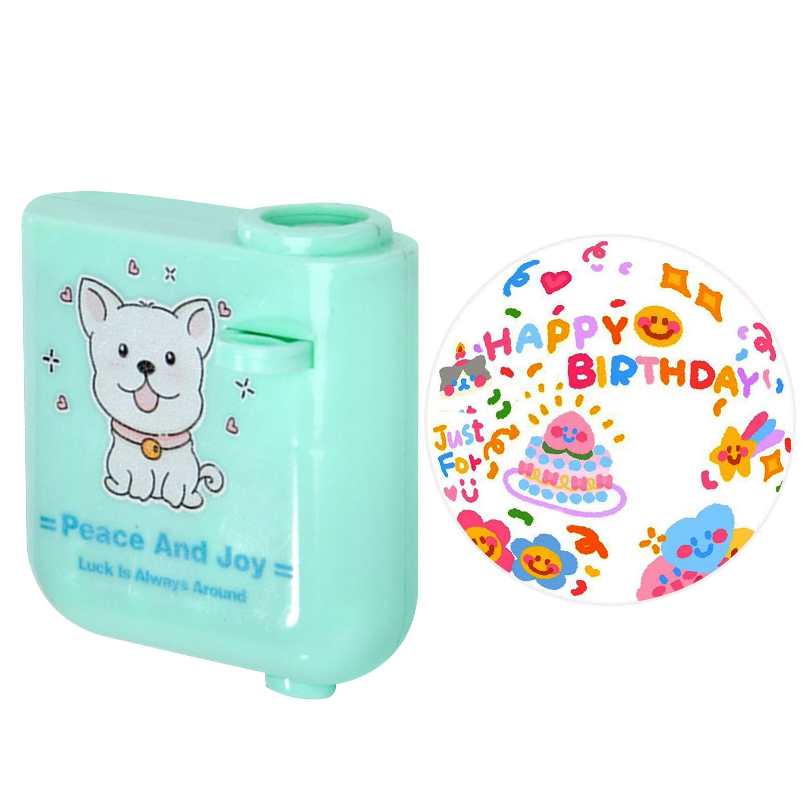 Happy Birthday Projector Mini Birthday Projection Lamp Portable Kids Projection Light for HouseholdRound 3 Green - Image 1