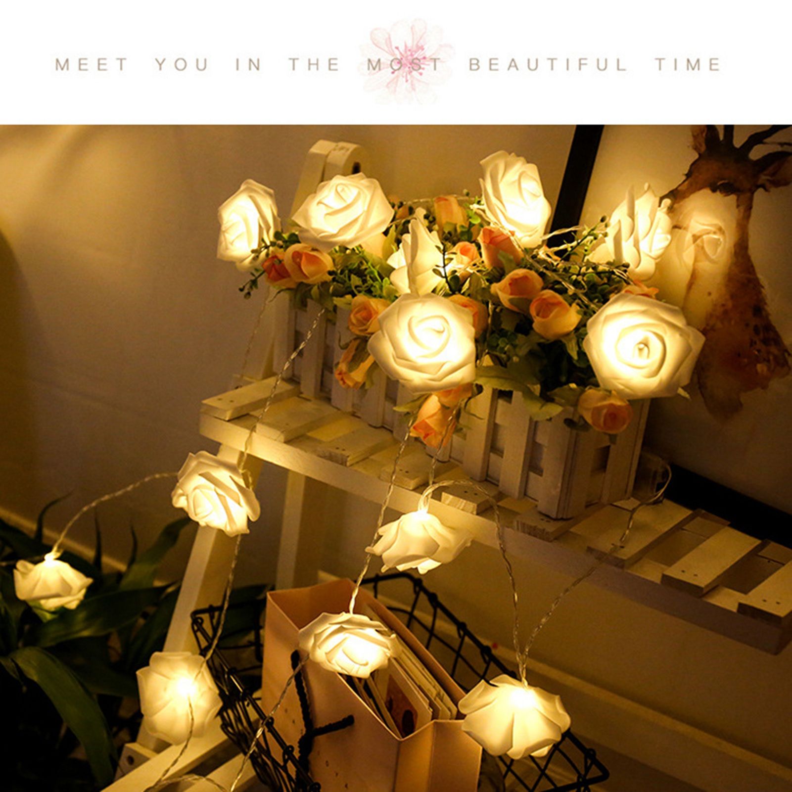 LED String Light Imitation Rose String Light Wedding String Light Festival Decoration LightWarm White - Image 2