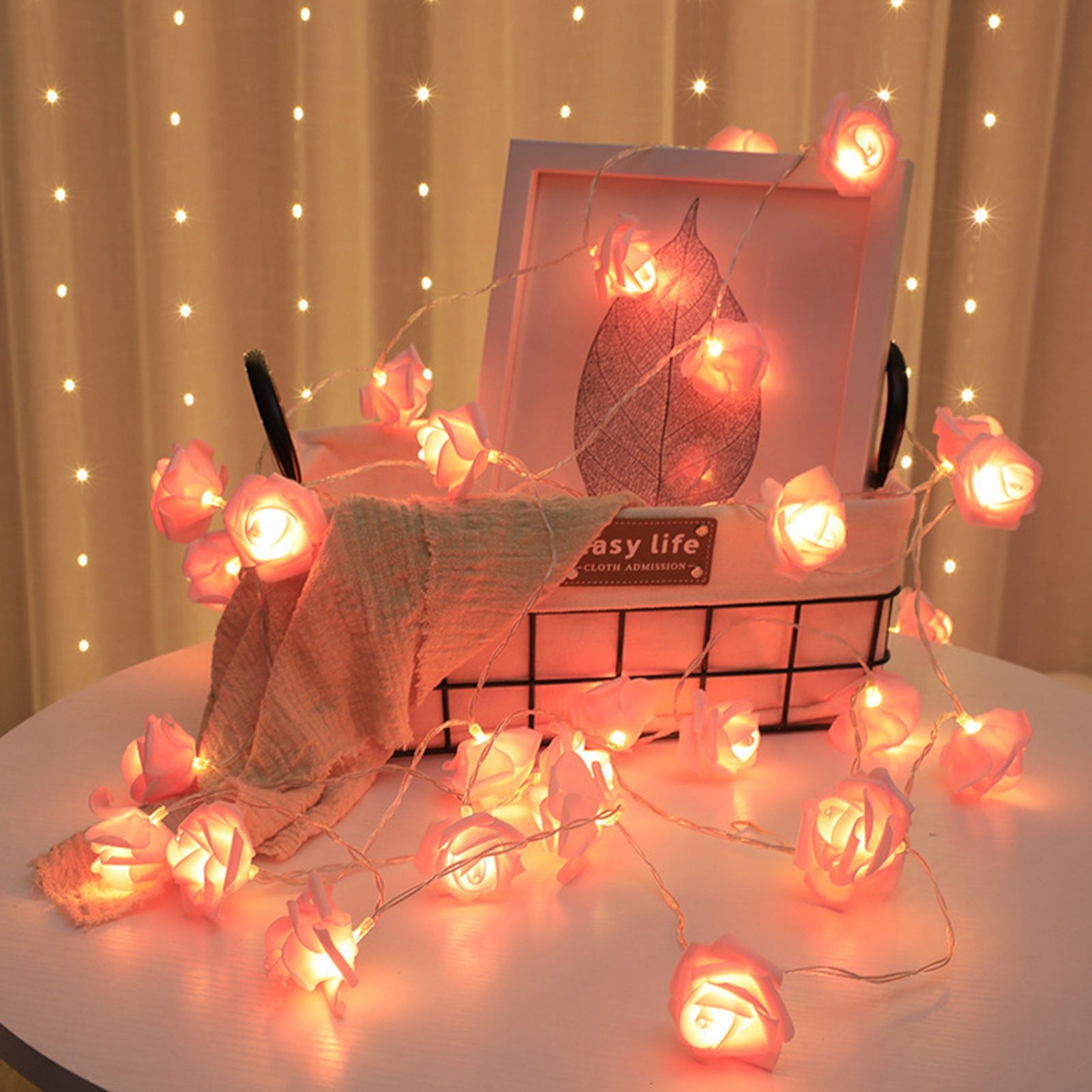 LED String Light Imitation Rose String Light Wedding String Light Festival Decoration LightPink - Image 3