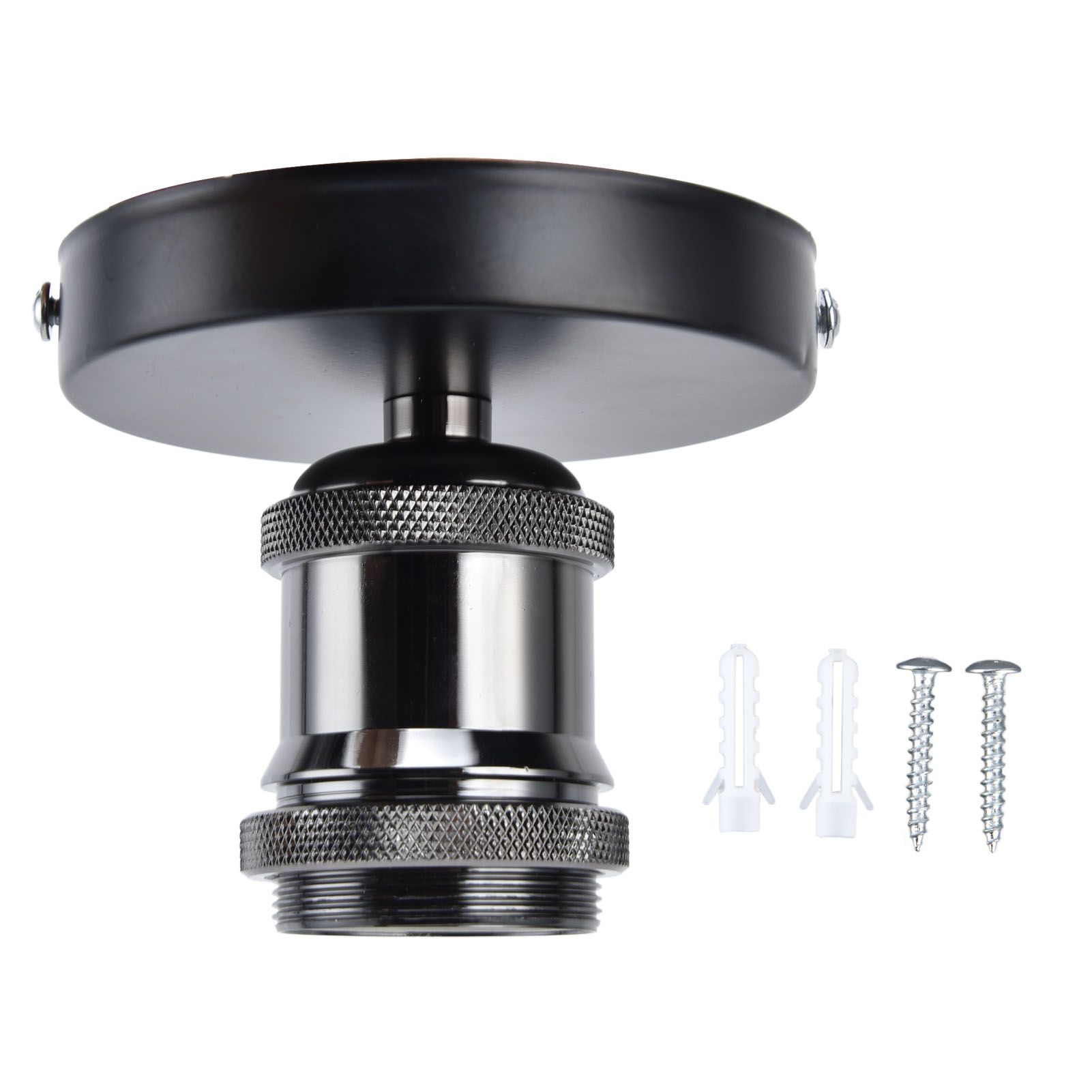 Vintage E26 E27 Lamp Socket Ceiling Lamp Holder with Accessories for Kitchen Bedroom Living Room 100‑240VBlack - Image 1