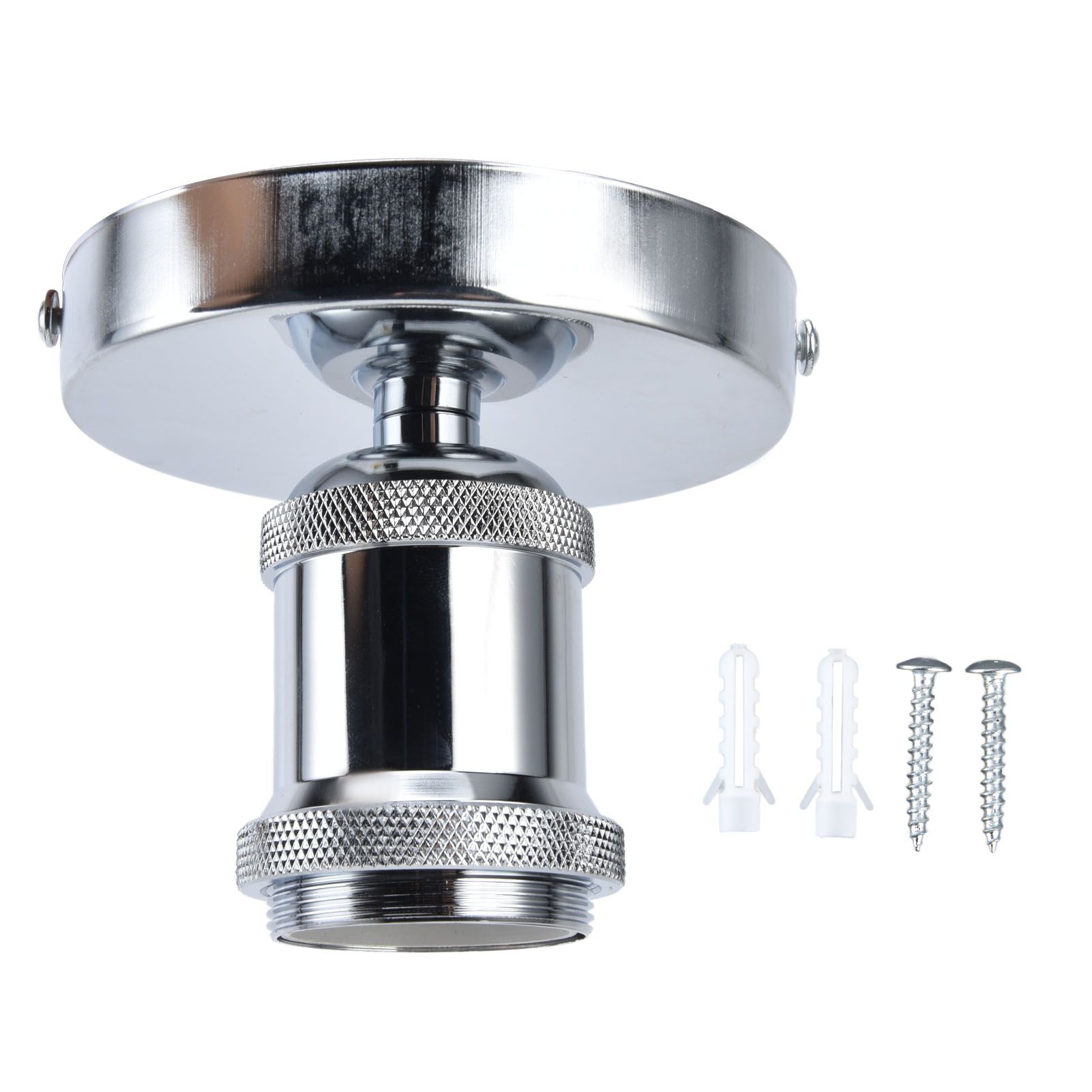 Vintage E26 E27 Lamp Socket Ceiling Lamp Holder with Accessories for Kitchen Bedroom Living Room 100‑240VSilver - Image 1
