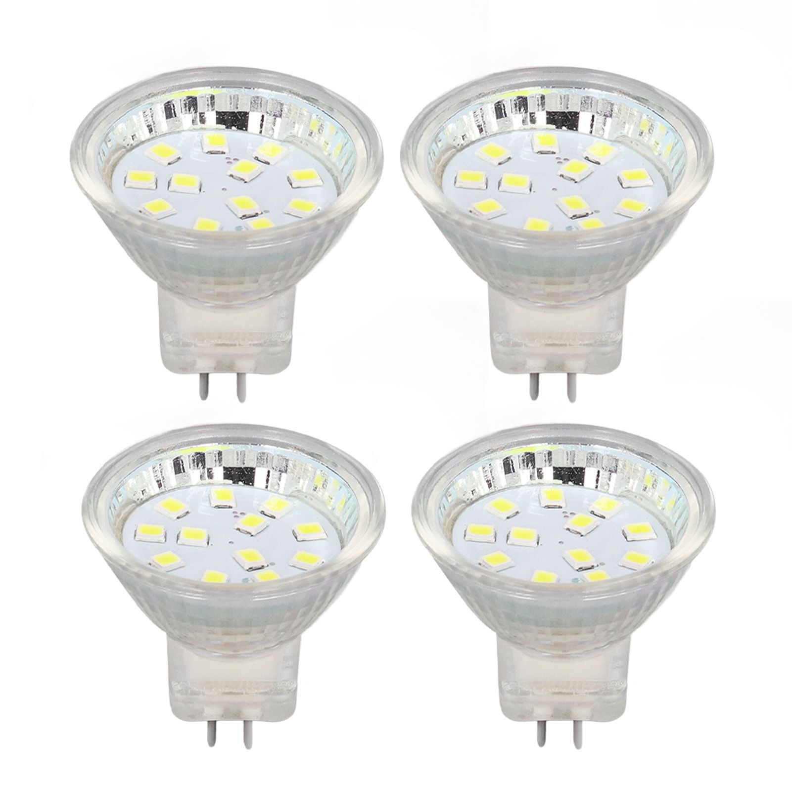 4PCS MR11 12LED Light Bulb 2W 300LM Spot Light Bulb Double Pin Base Landscape Light BulbCold White 6000K - Image 1