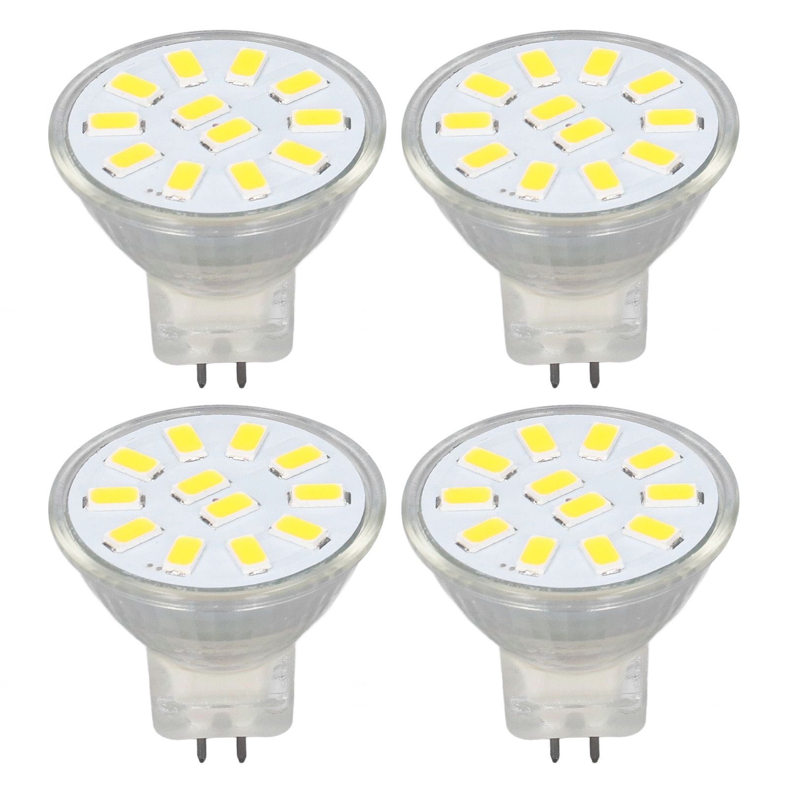 4pcs/set MR11 LED Spot Light Bulb with Dual Needle Base 360° Heat Dissipation 3W 12 LEDs Lamp BulbWarm White - Image 1