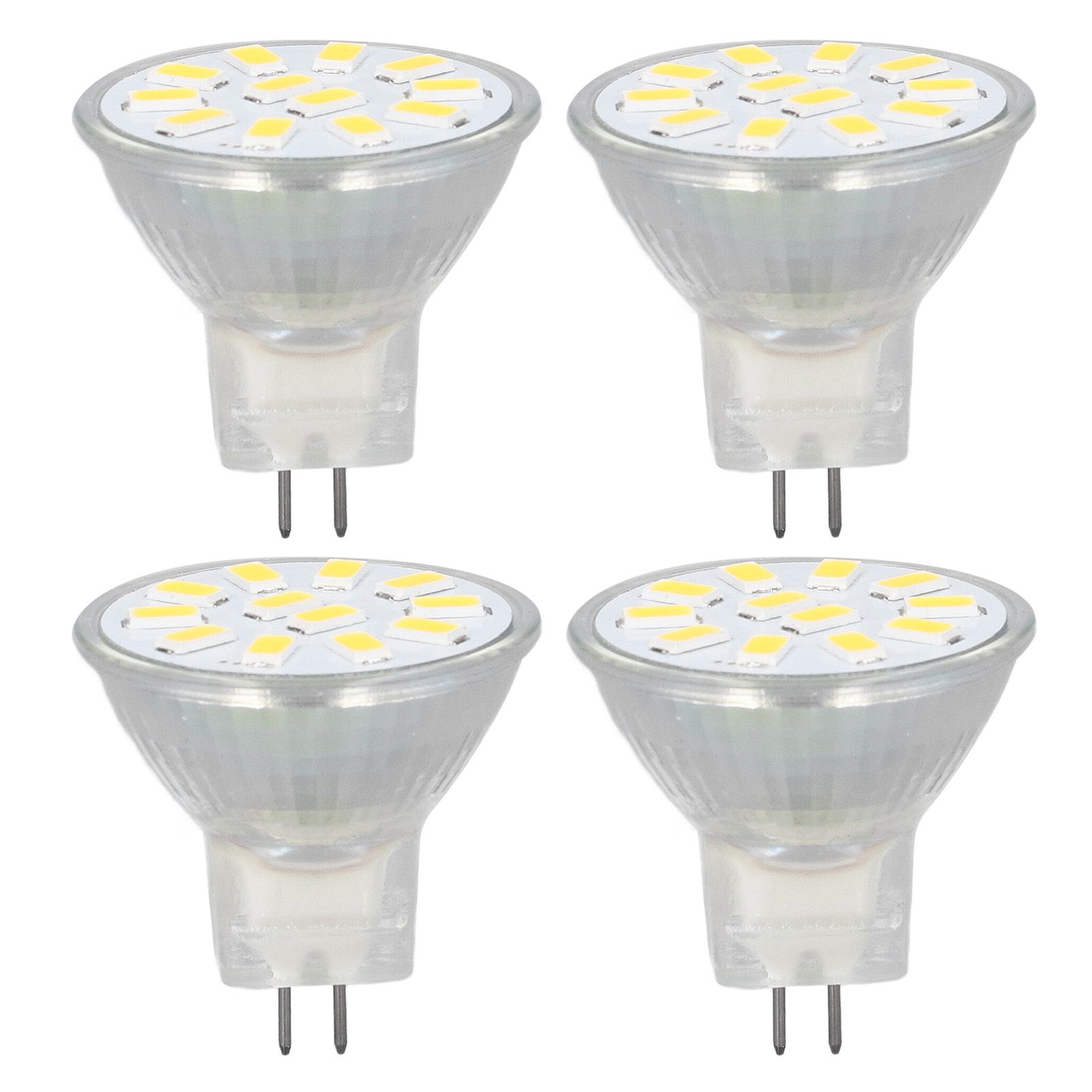 4pcs/set MR11 LED Spot Light Bulb with Dual Needle Base 360° Heat Dissipation 3W 12 LEDs Lamp BulbWarm White - Image 2