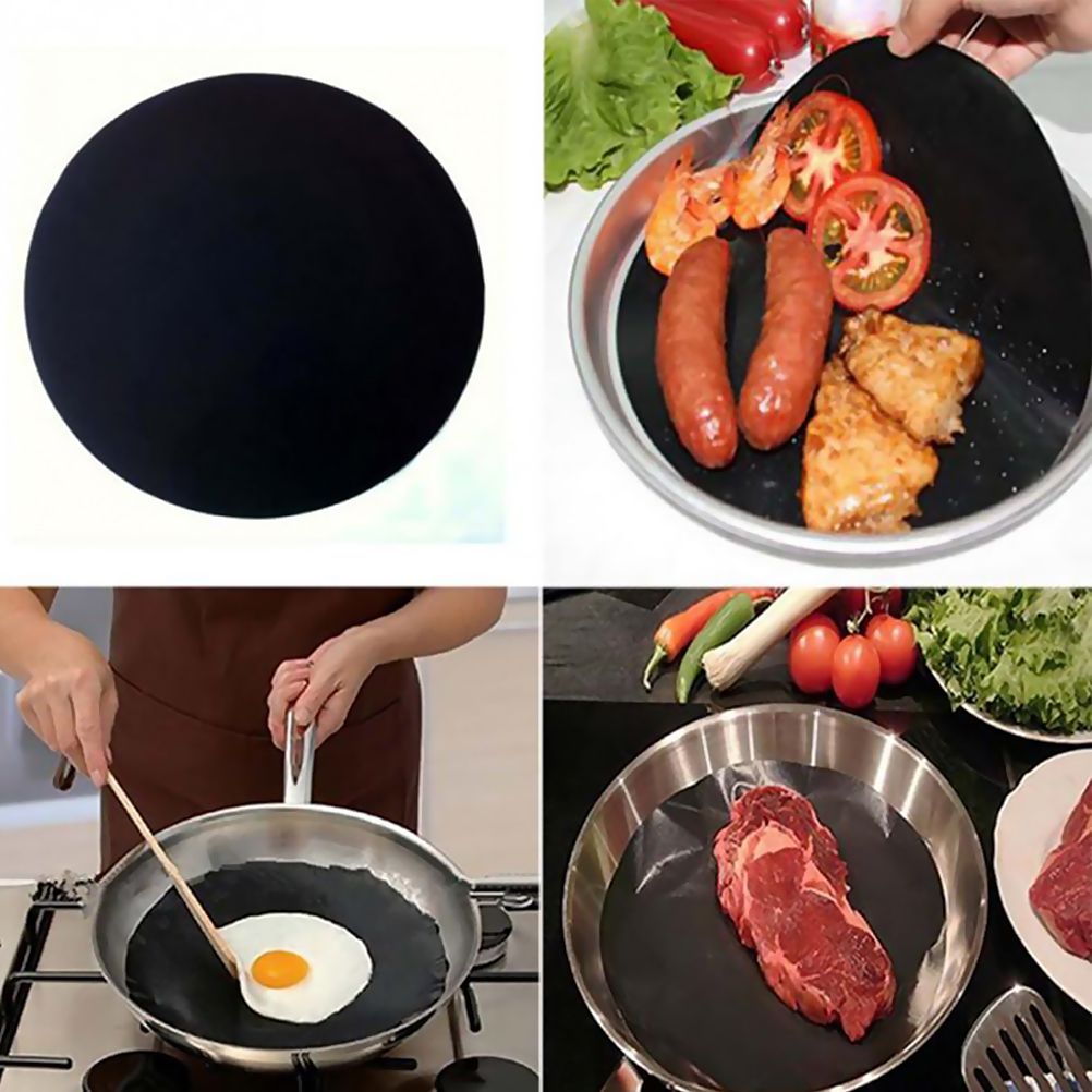 2 Pack 24cm Round Non Stick High Temperature Pan Frying Pan Liner Sheet Cooking Wok Sheet Pad for Kitchen BBQ Baking - Image 3