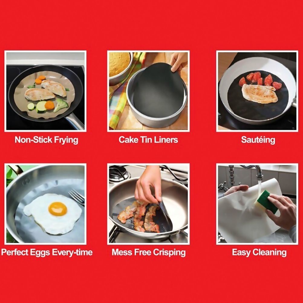 2 Pack 24cm Round Non Stick High Temperature Pan Frying Pan Liner Sheet Cooking Wok Sheet Pad for Kitchen BBQ Baking - Image 4