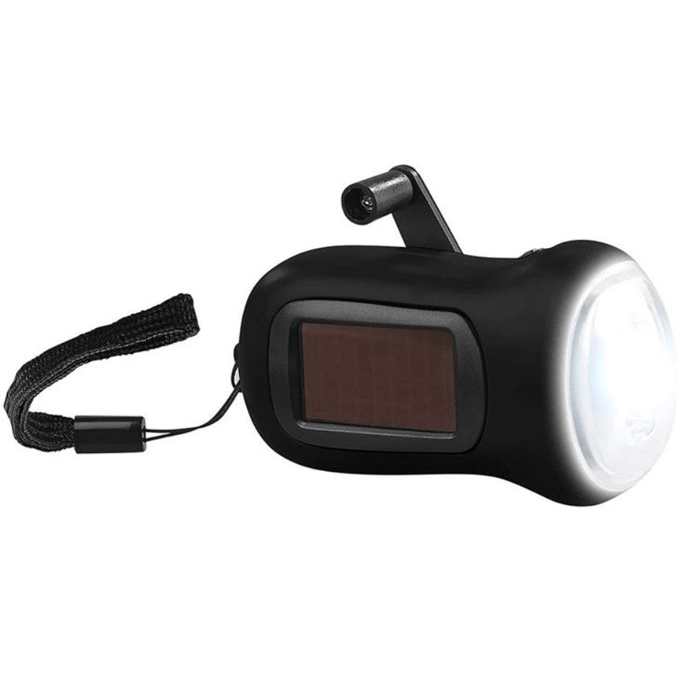 Mini LED Hand Crank Dynamo Solar Power Flashlight Portable Energy Saving Flashlight Camping - Image 1