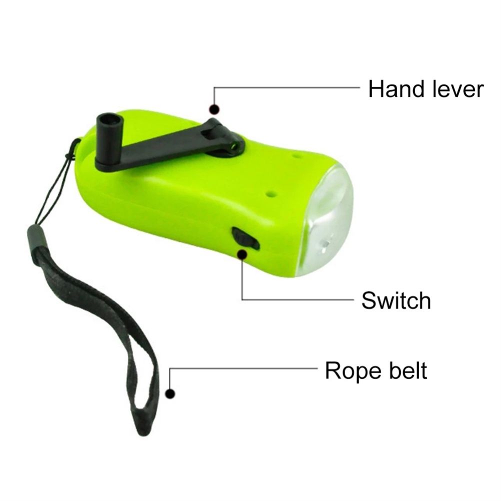 Mini LED Hand Crank Dynamo Solar Power Flashlight Portable Energy Saving Flashlight Camping - Image 3