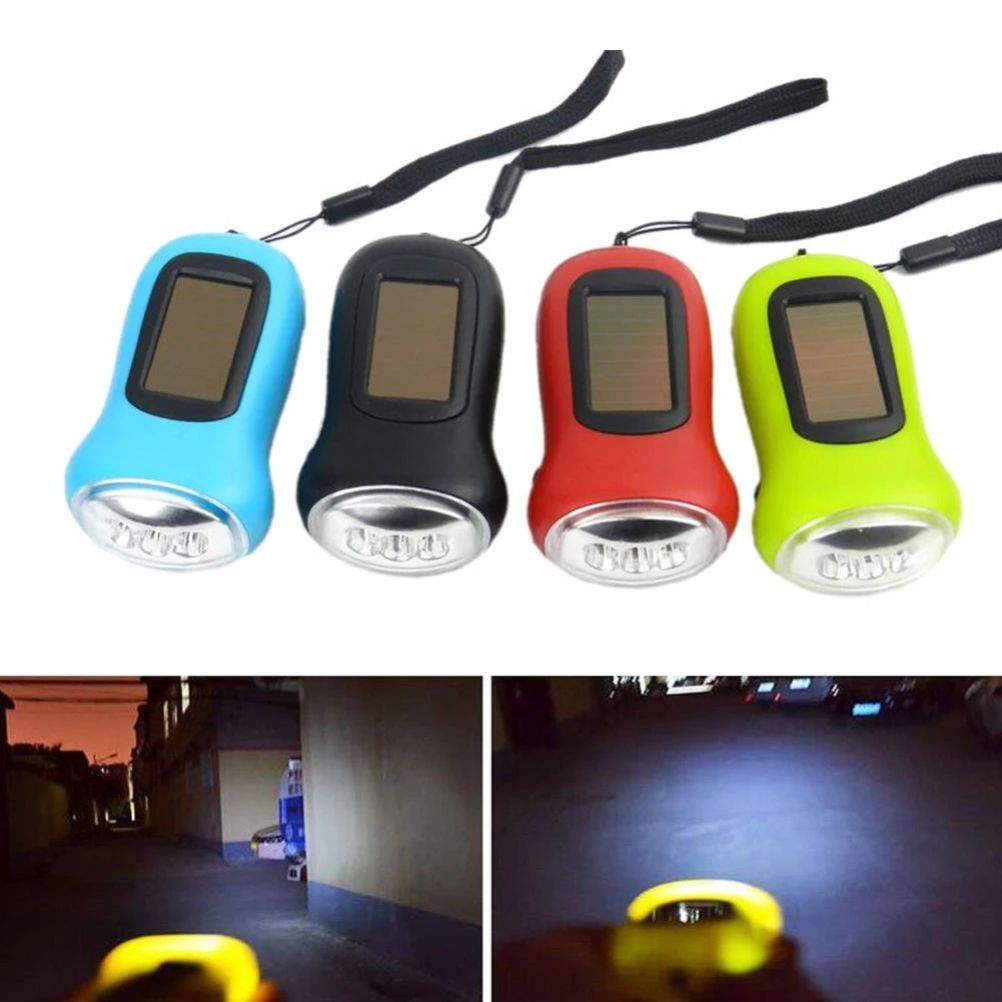 Mini LED Hand Crank Dynamo Solar Power Flashlight Portable Energy Saving Flashlight Camping - Image 8