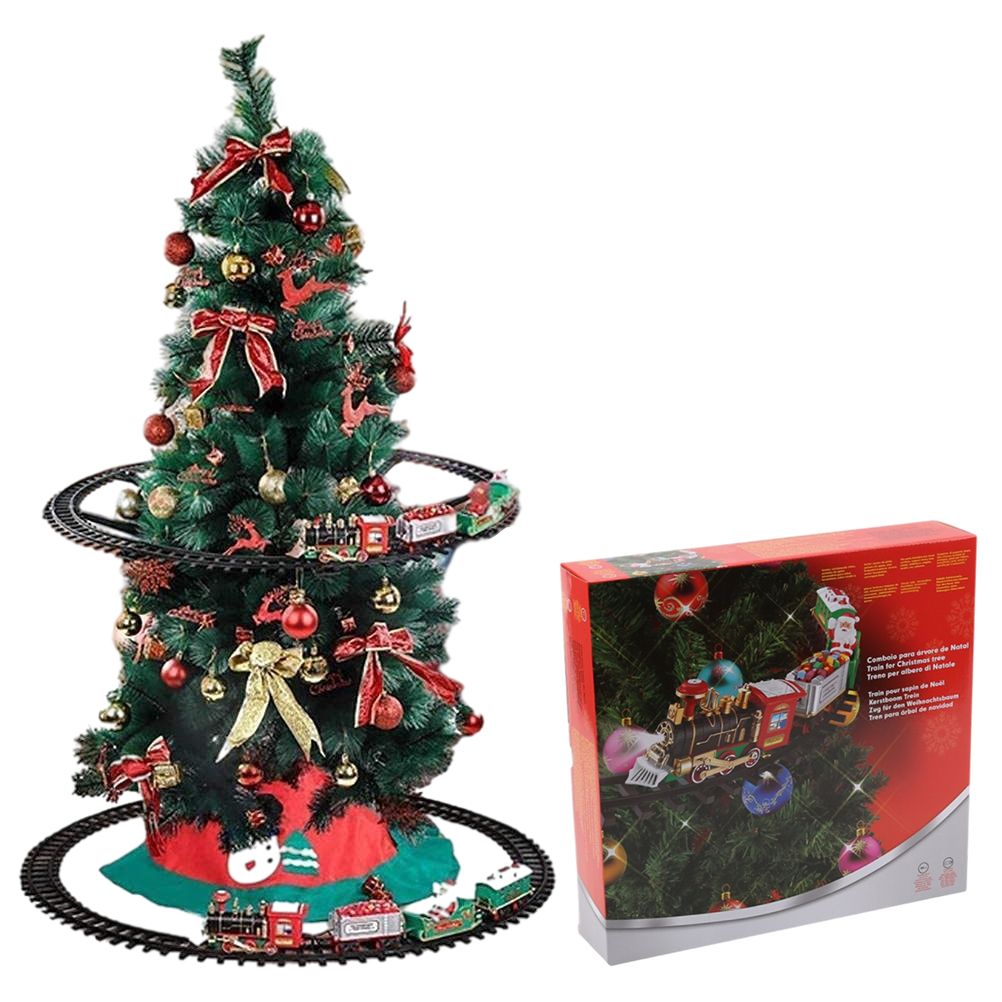 Christmas Train Set with Sounds and Lights Electric Rail Car Toy Mini Train Toy Set for Christmas and Home Decoration - Image 1