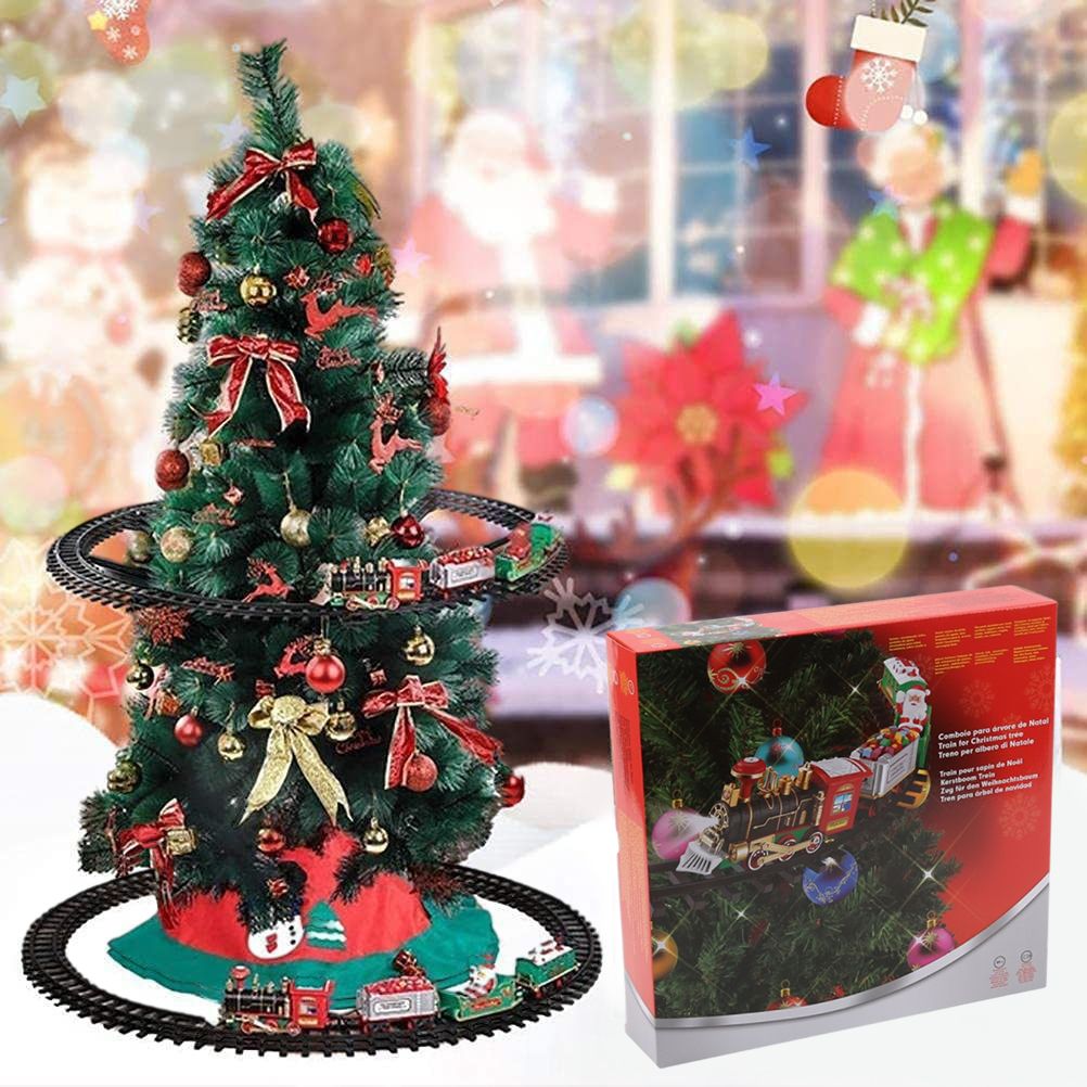 Christmas Train Set with Sounds and Lights Electric Rail Car Toy Mini Train Toy Set for Christmas and Home Decoration - Image 2