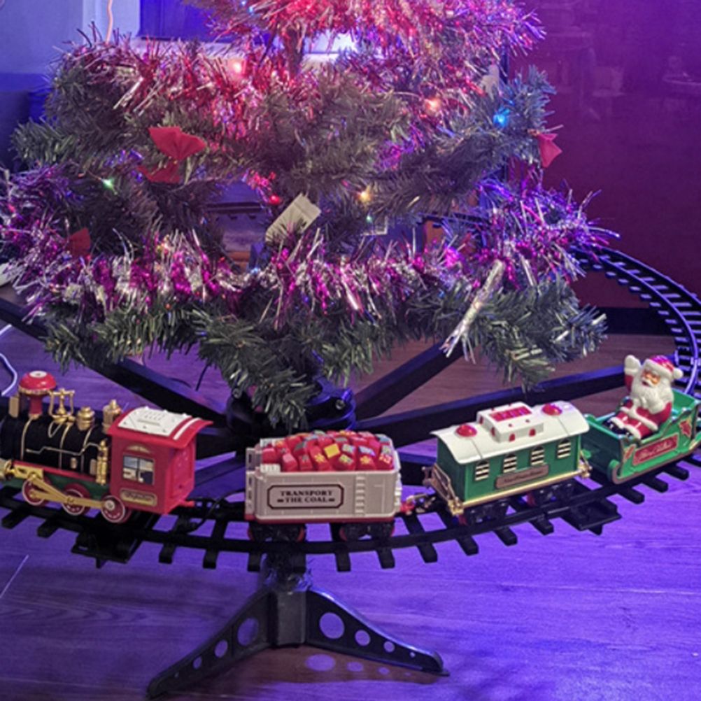 Christmas Train Set with Sounds and Lights Electric Rail Car Toy Mini Train Toy Set for Christmas and Home Decoration - Image 3