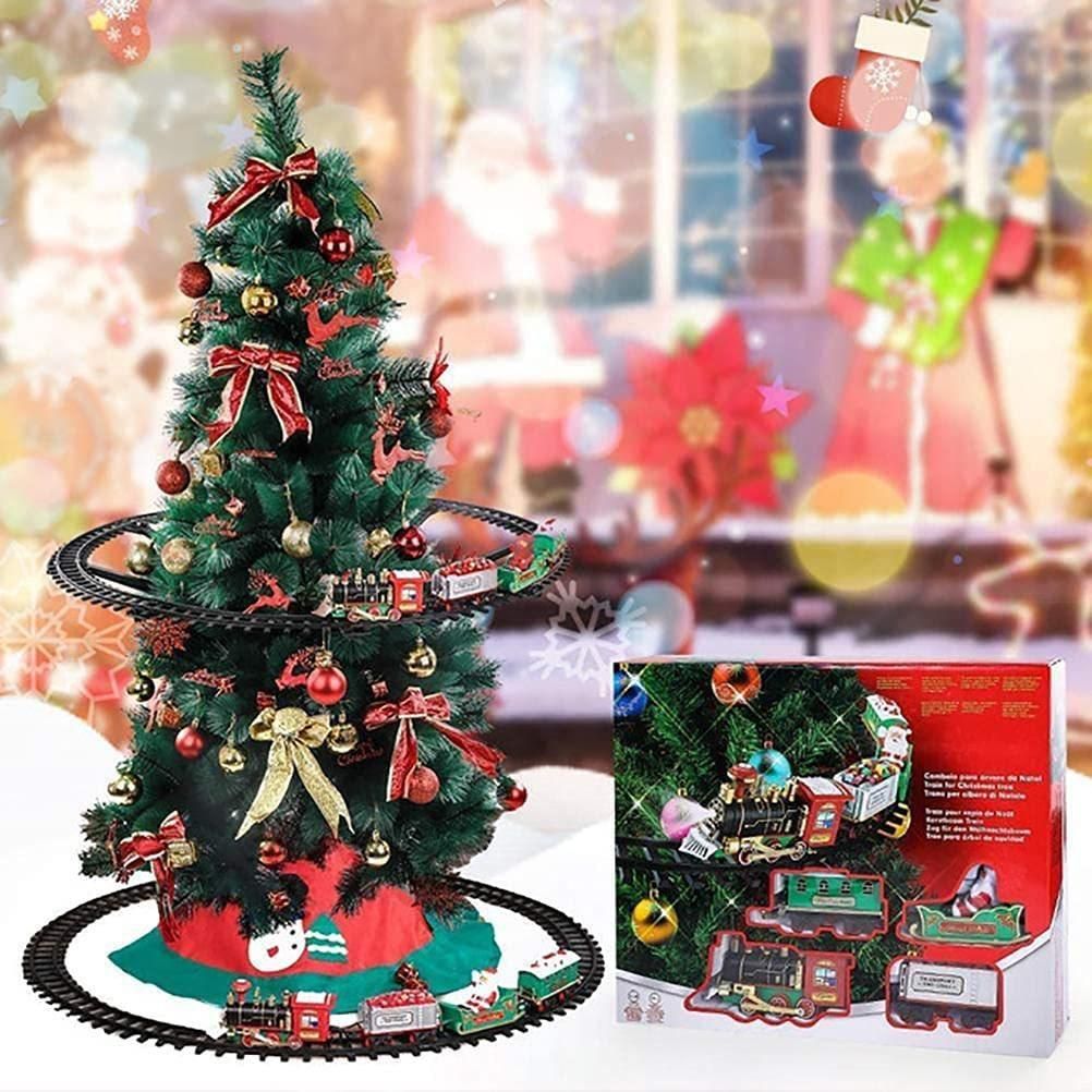 Christmas Train Set with Sounds and Lights Electric Rail Car Toy Mini Train Toy Set for Christmas and Home Decoration - Image 1