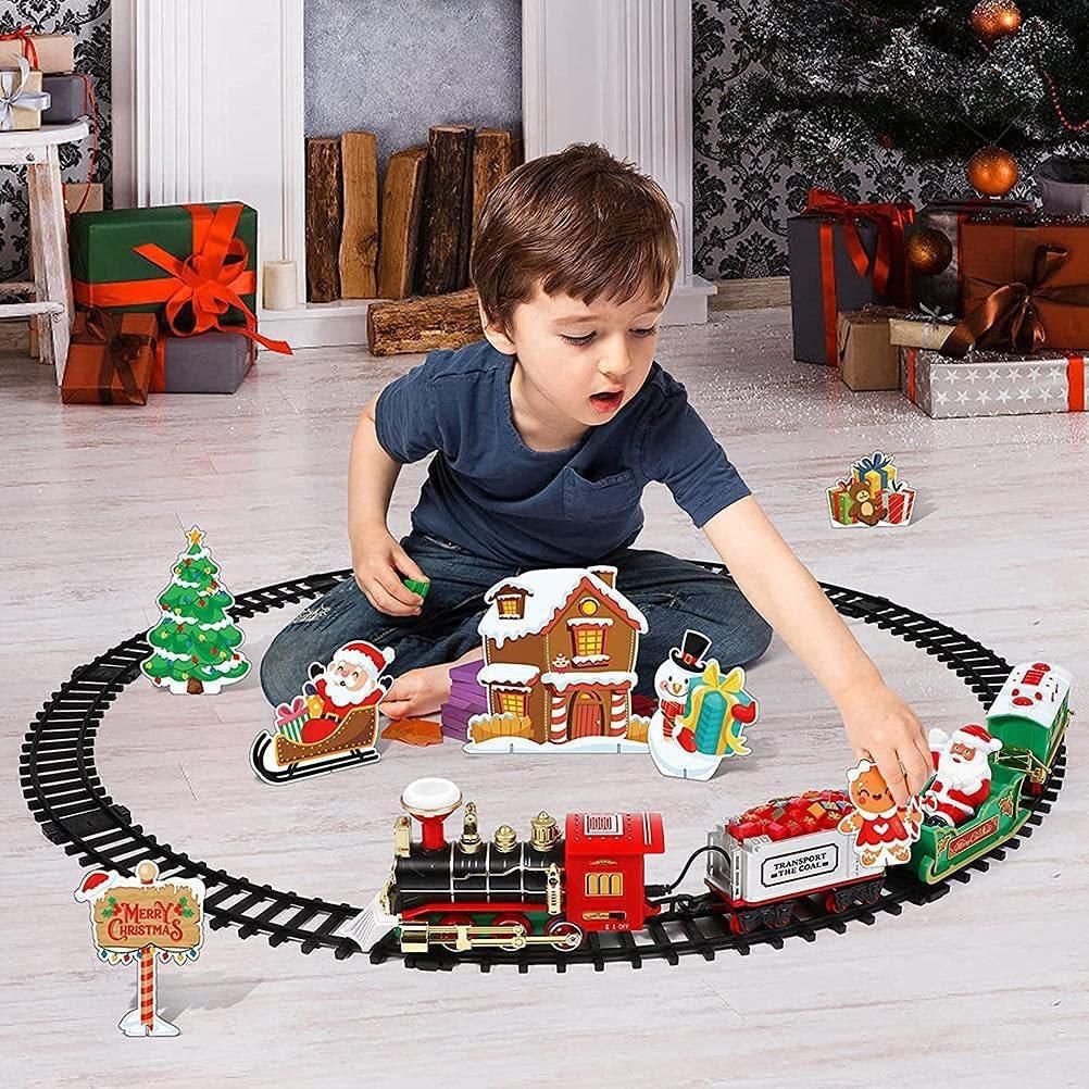 Christmas Train Set with Sounds and Lights Electric Rail Car Toy Mini Train Toy Set for Christmas and Home Decoration - Image 5