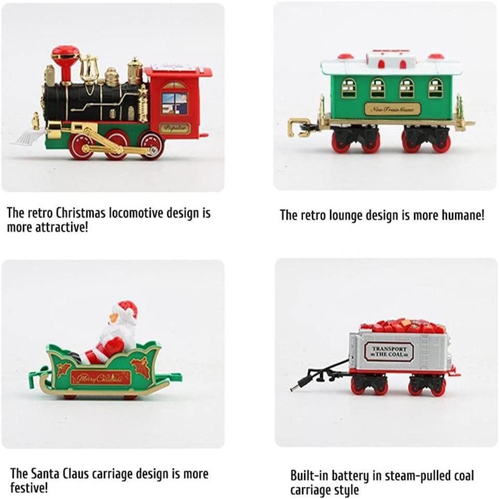 Christmas Train Set with Sounds and Lights Electric Rail Car Toy Mini Train Toy Set for Christmas and Home Decoration - Image 6
