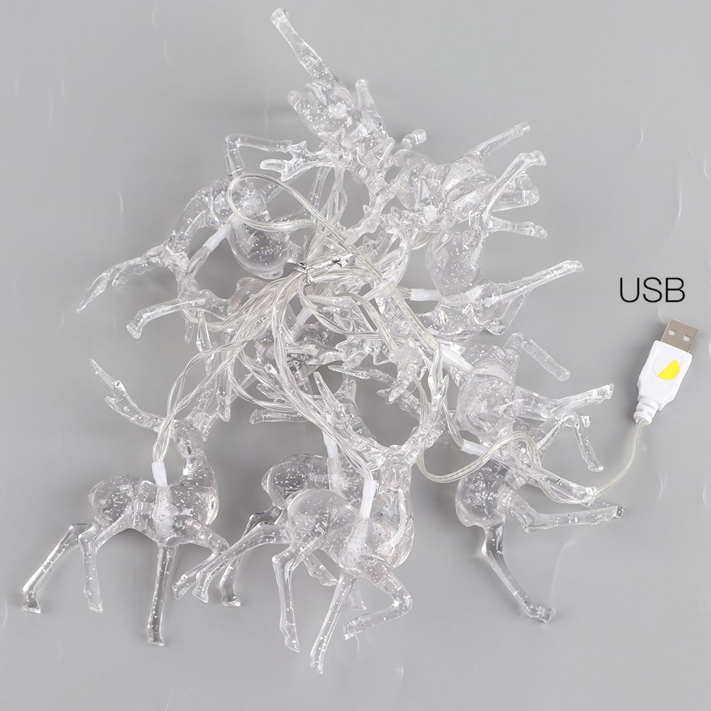 Christmas Indoor Reindeer Lights Decorations 10 LED Warm White String Lights USB Battery Powered Fairy Lighting Xmas Gifts - Image 3