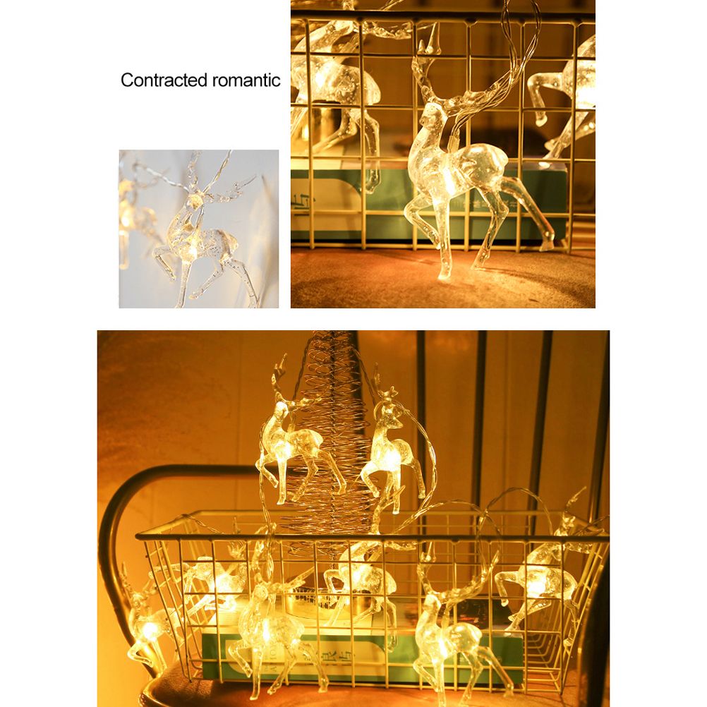Christmas Indoor Reindeer Lights Decorations 10 LED Warm White String Lights USB Battery Powered Fairy Lighting Xmas Gifts - Image 5